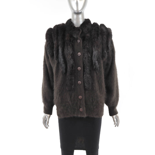 Angora Jacket with Rabbit Trim- Size M