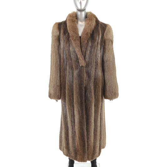 Beaver Coat with Fox Collar and Sleeves- Size M