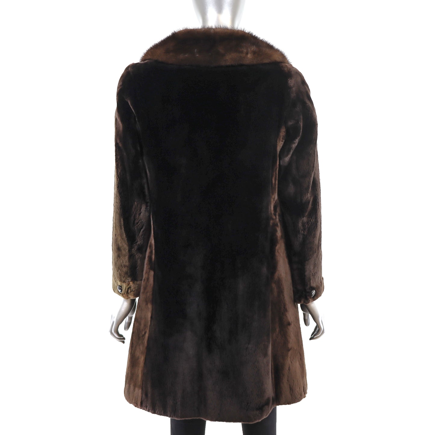 Sheared Beaver Coat with Mink Collar- Size M