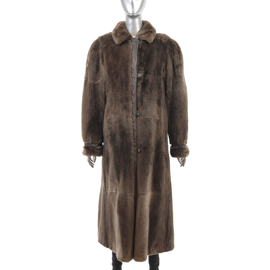 Sheared Beaver Coat with Detachable Lining- Size M