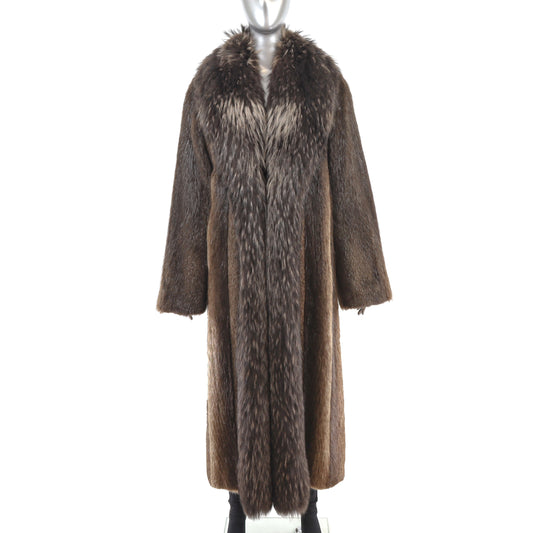 Rosendorf/ Evans Beaver Coat with Raccoon Tuxedo- Size XS