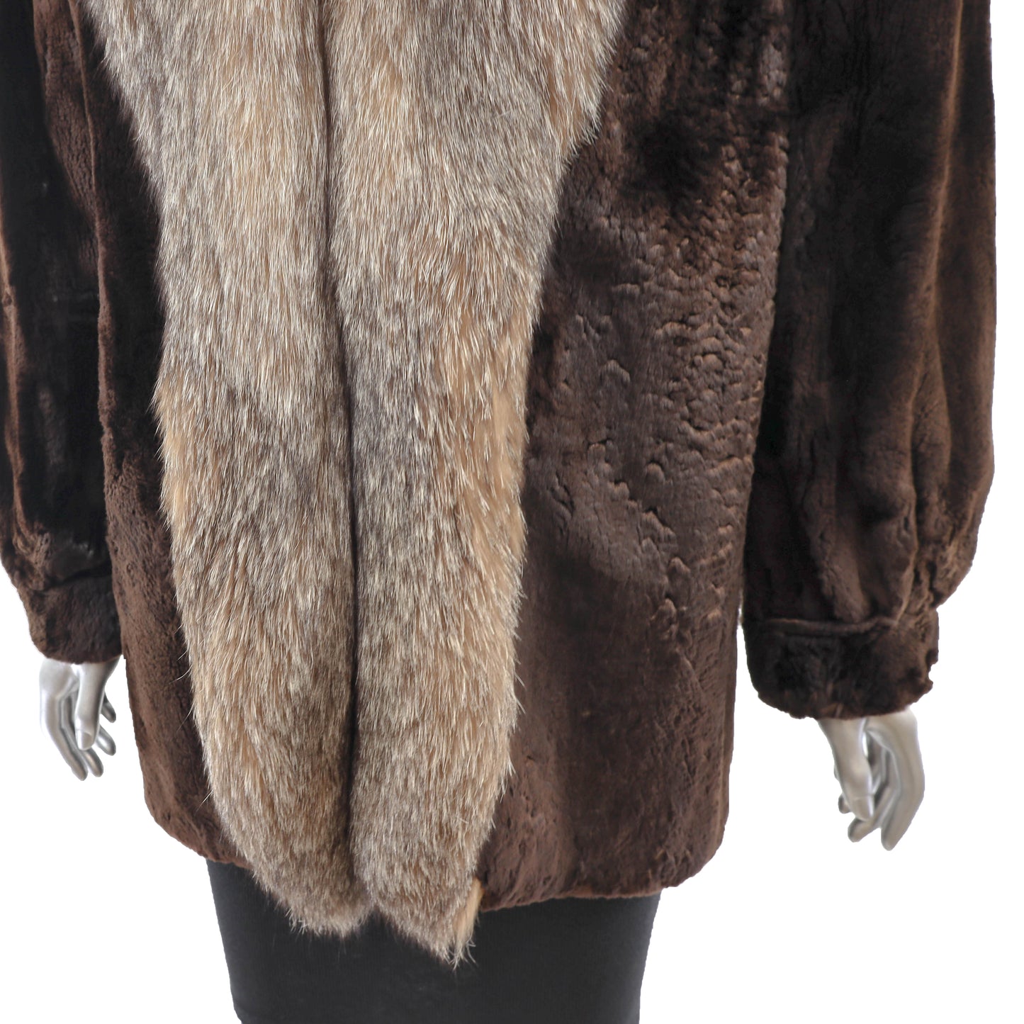 Sheared Beaver Jacket with Fox Tuxedo- Size M