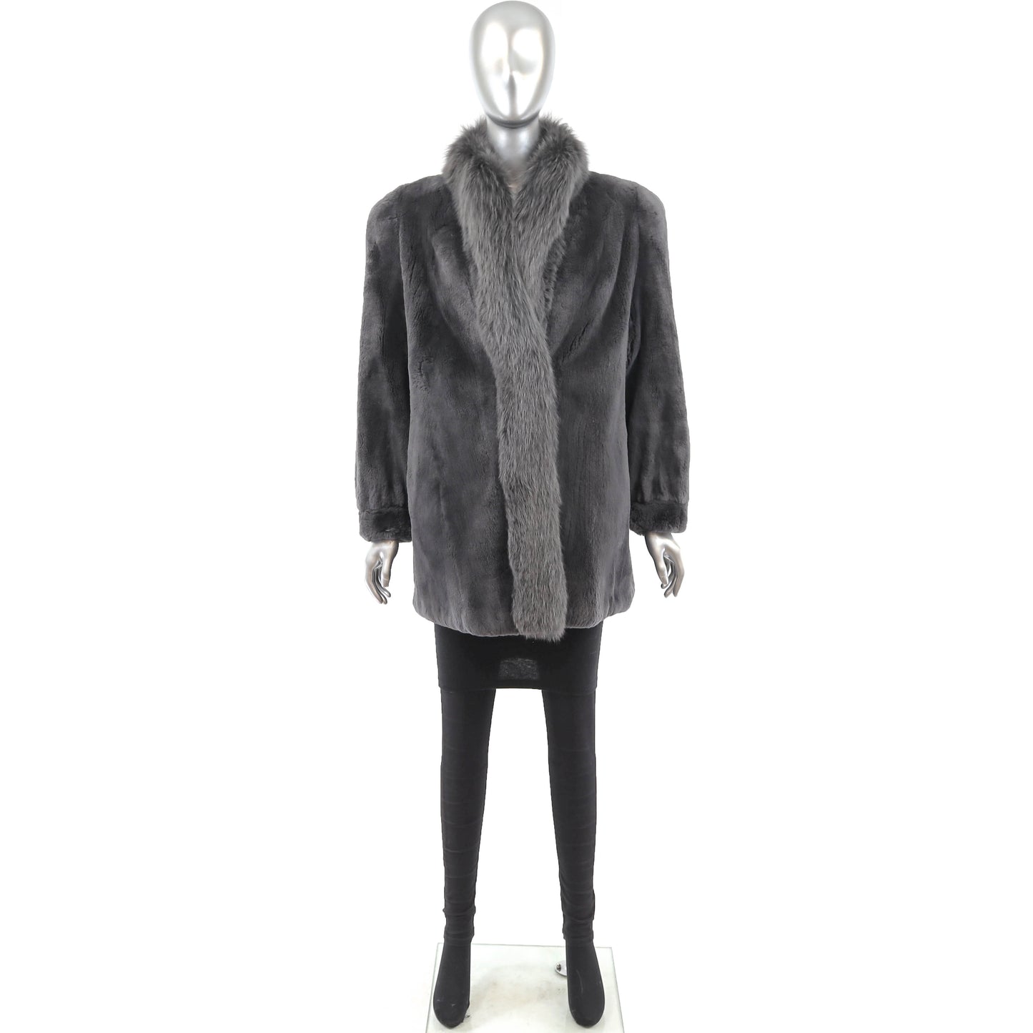 Grey Sheared Beaver Jacket- Size M