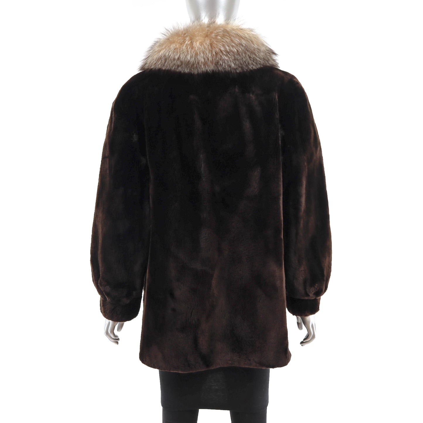 Sheared Beaver Jacket with Fox Tuxedo- Size M