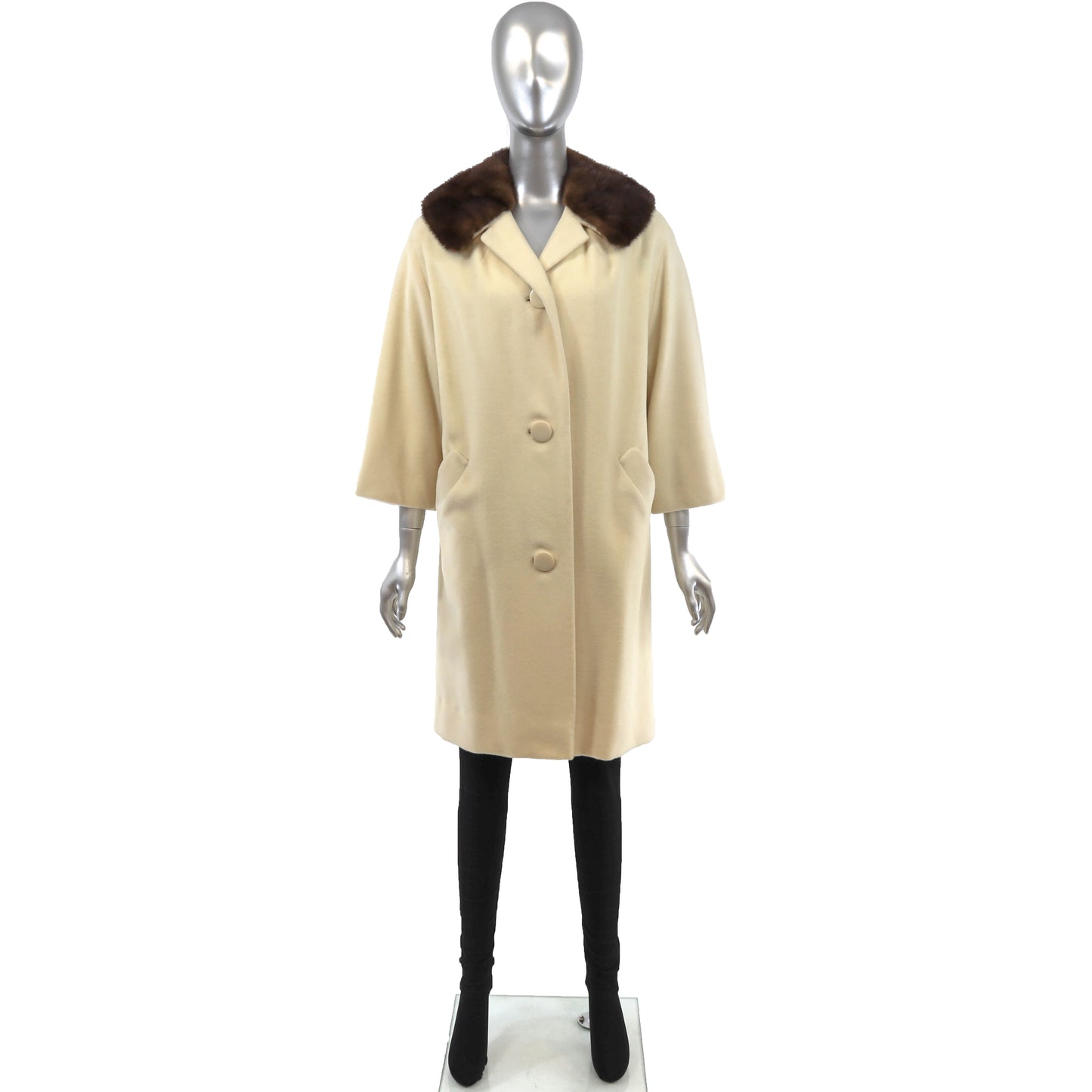 Cashmere Coat with Mink Collar- Size M