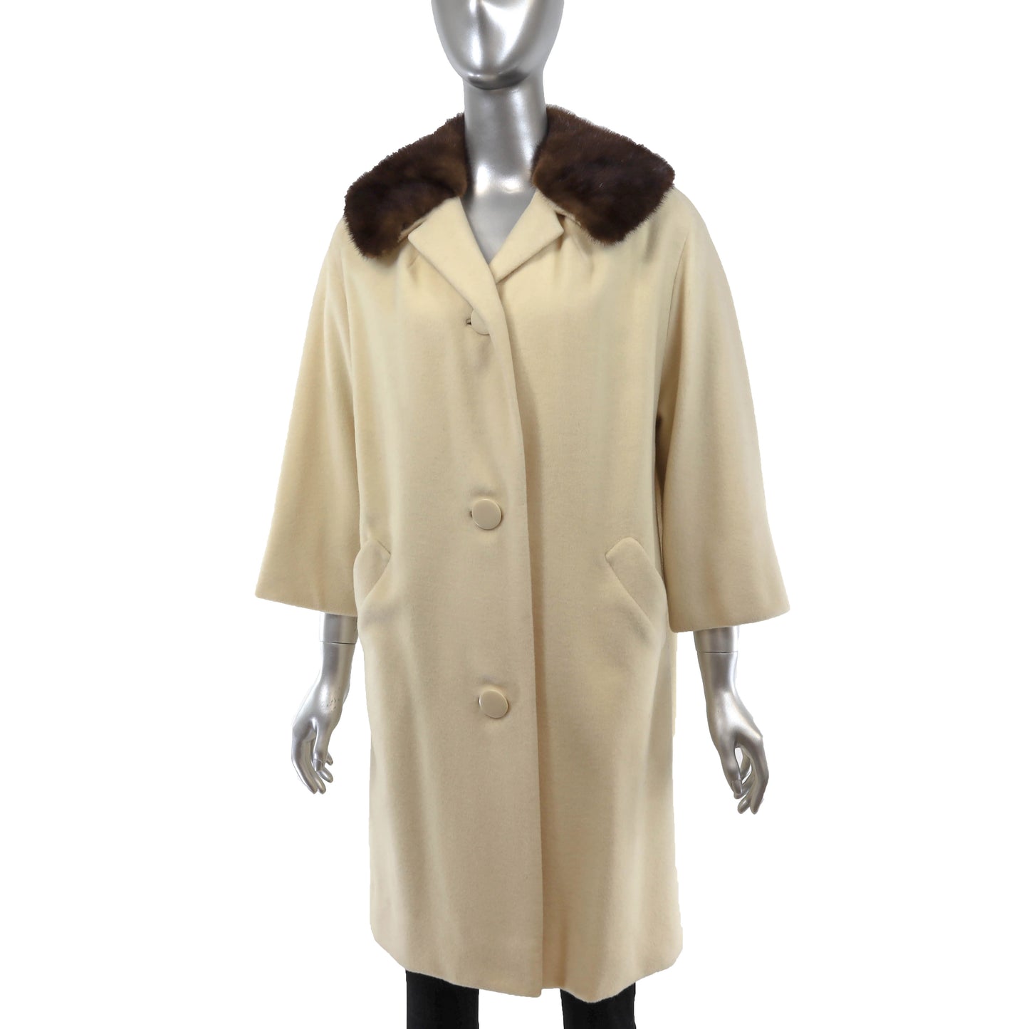 Cashmere Coat with Mink Collar- Size M