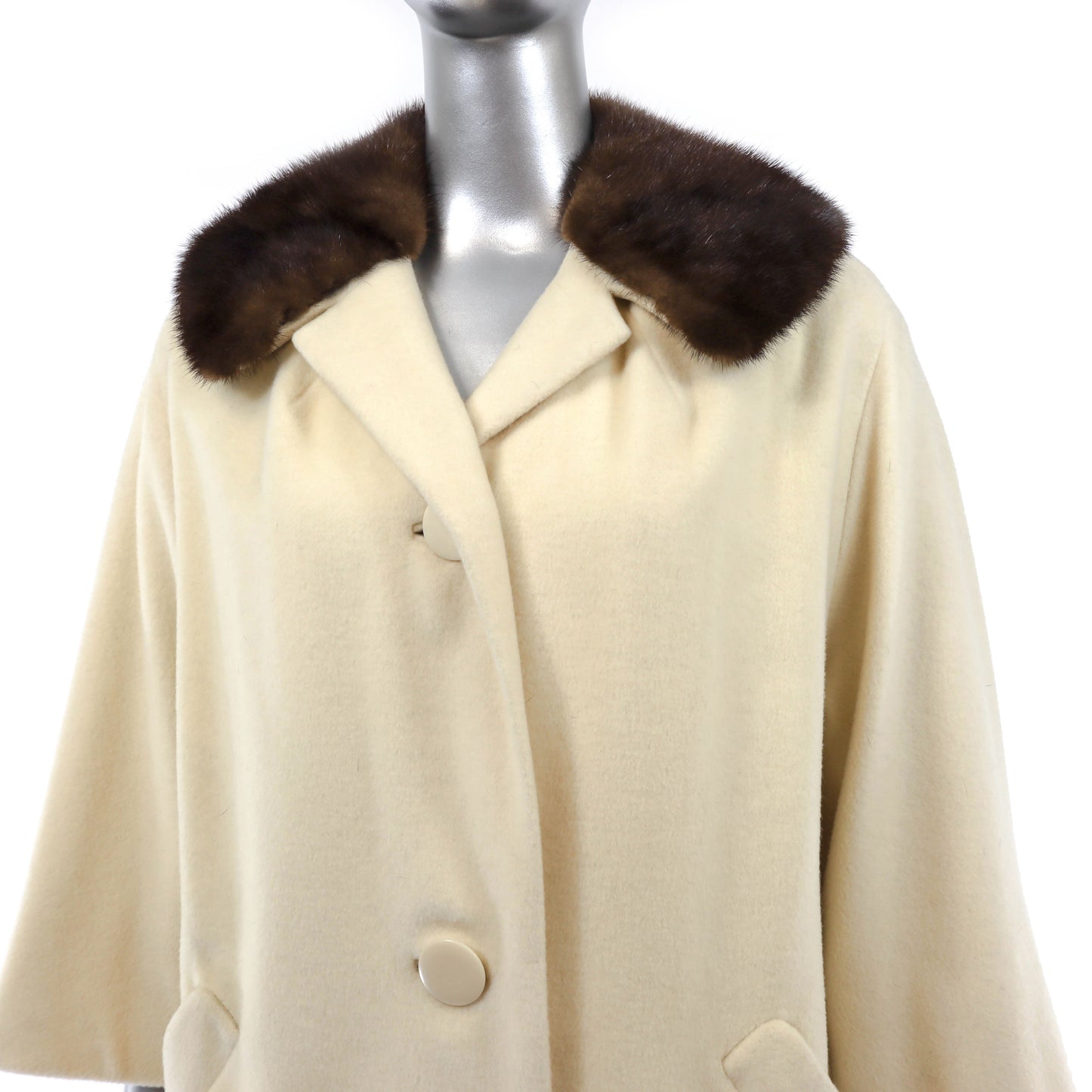 Cashmere Coat with Mink Collar- Size M