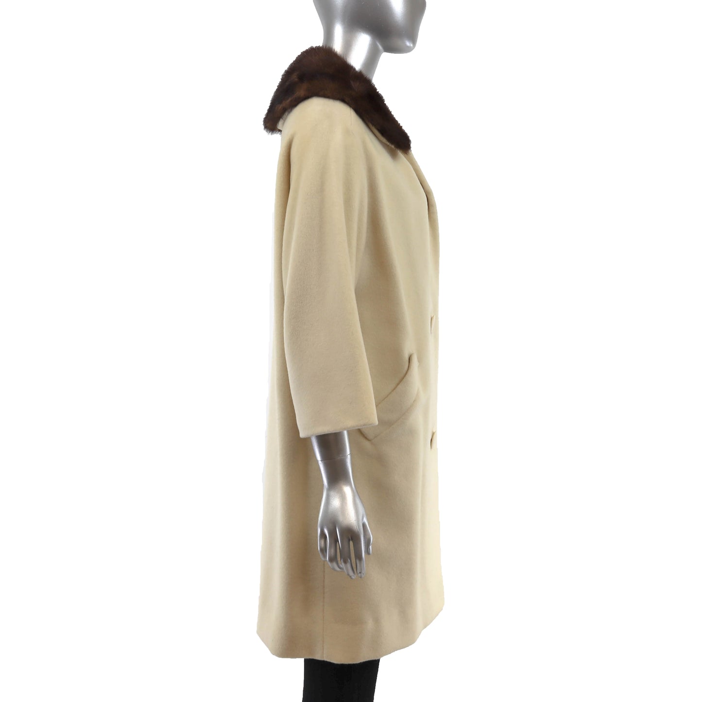 Cashmere Coat with Mink Collar- Size M