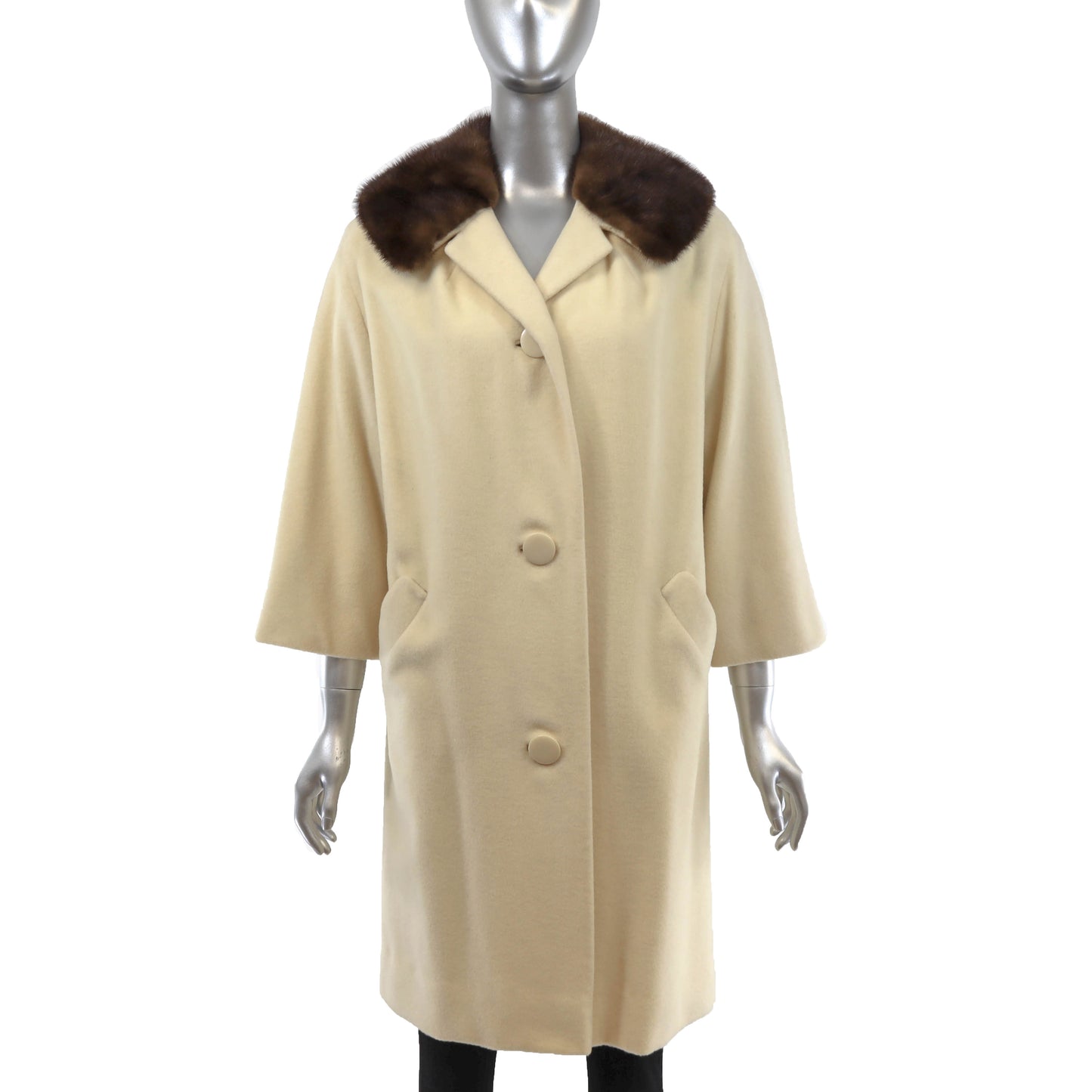 Cashmere Coat with Mink Collar- Size M