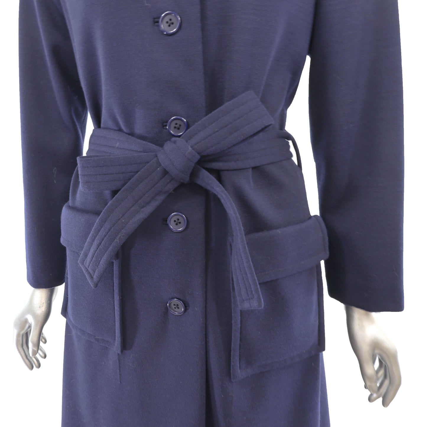 Dark Blue Cloth Coat with Fox Collar- Size S