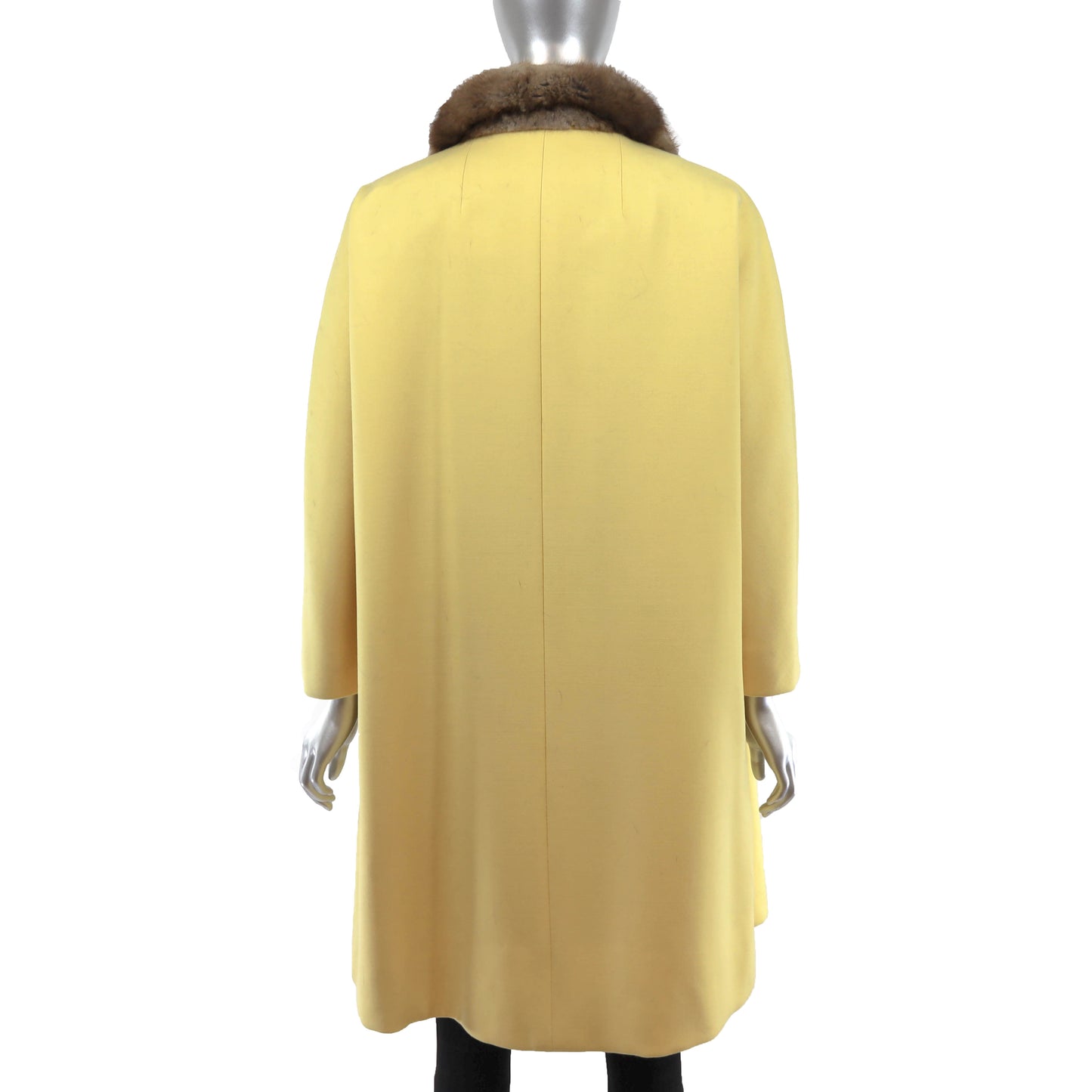 Yellow Cloth Coat with Muskrat Trim- Size M