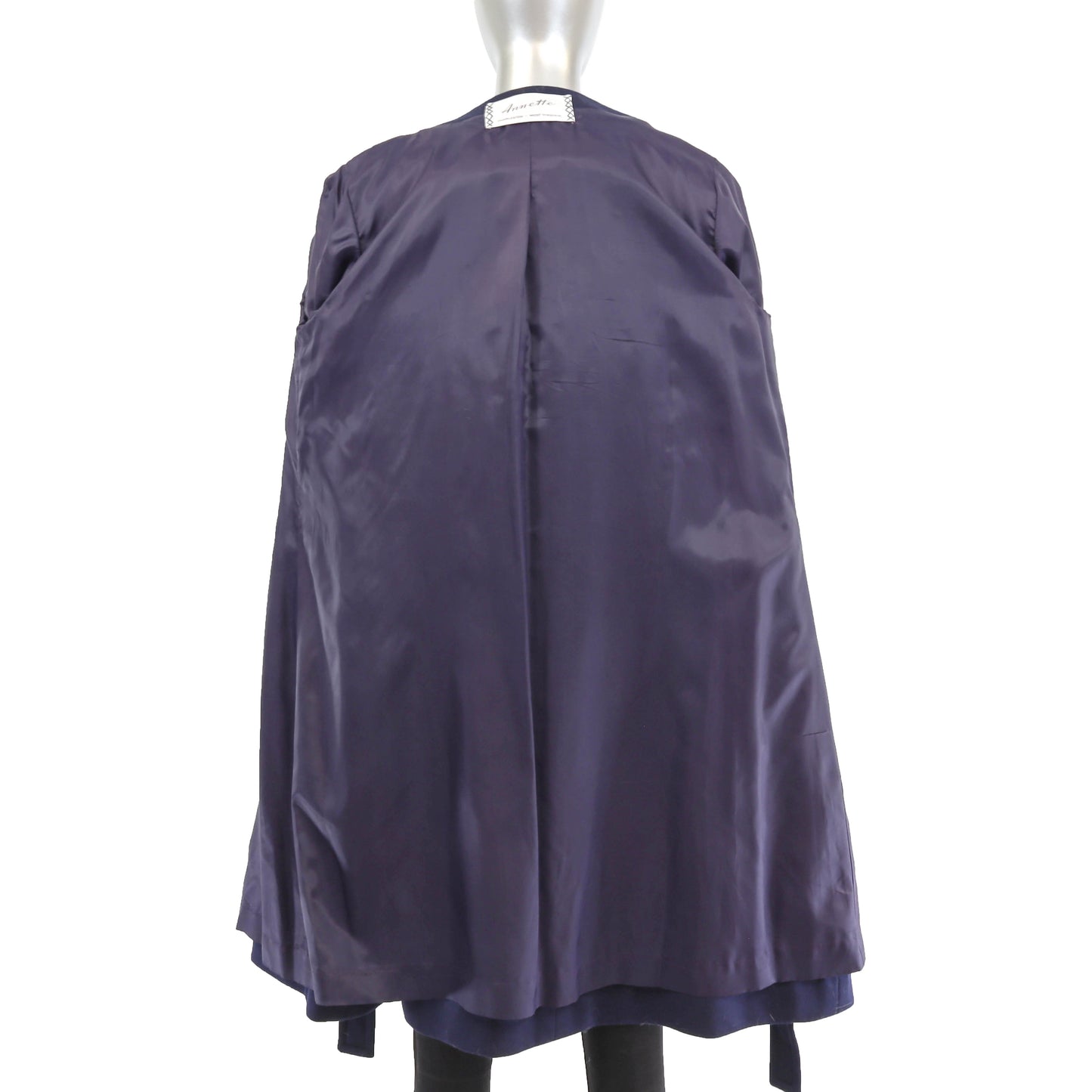 Dark Blue Cloth Coat with Fox Collar- Size S