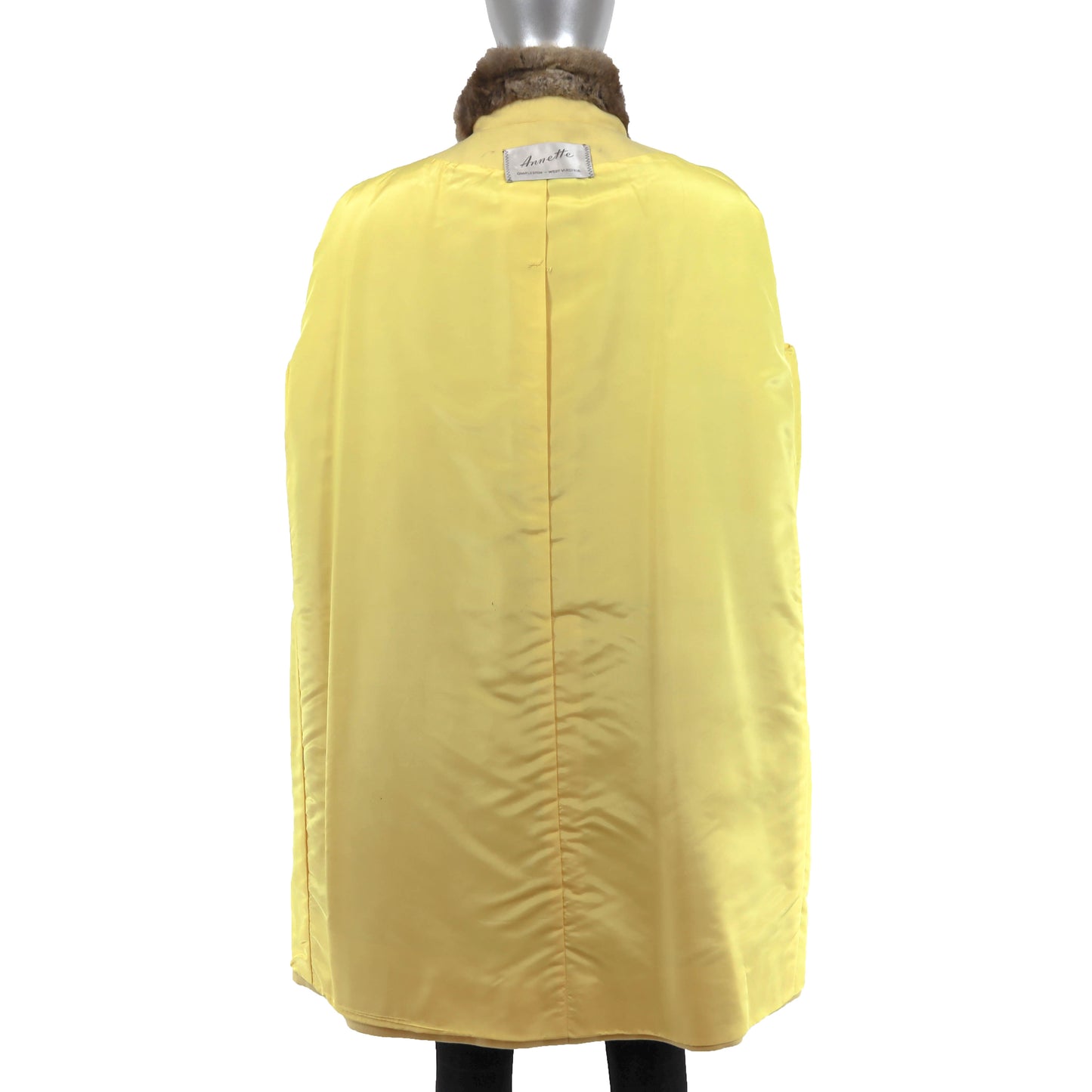 Yellow Cloth Coat with Muskrat Trim- Size M