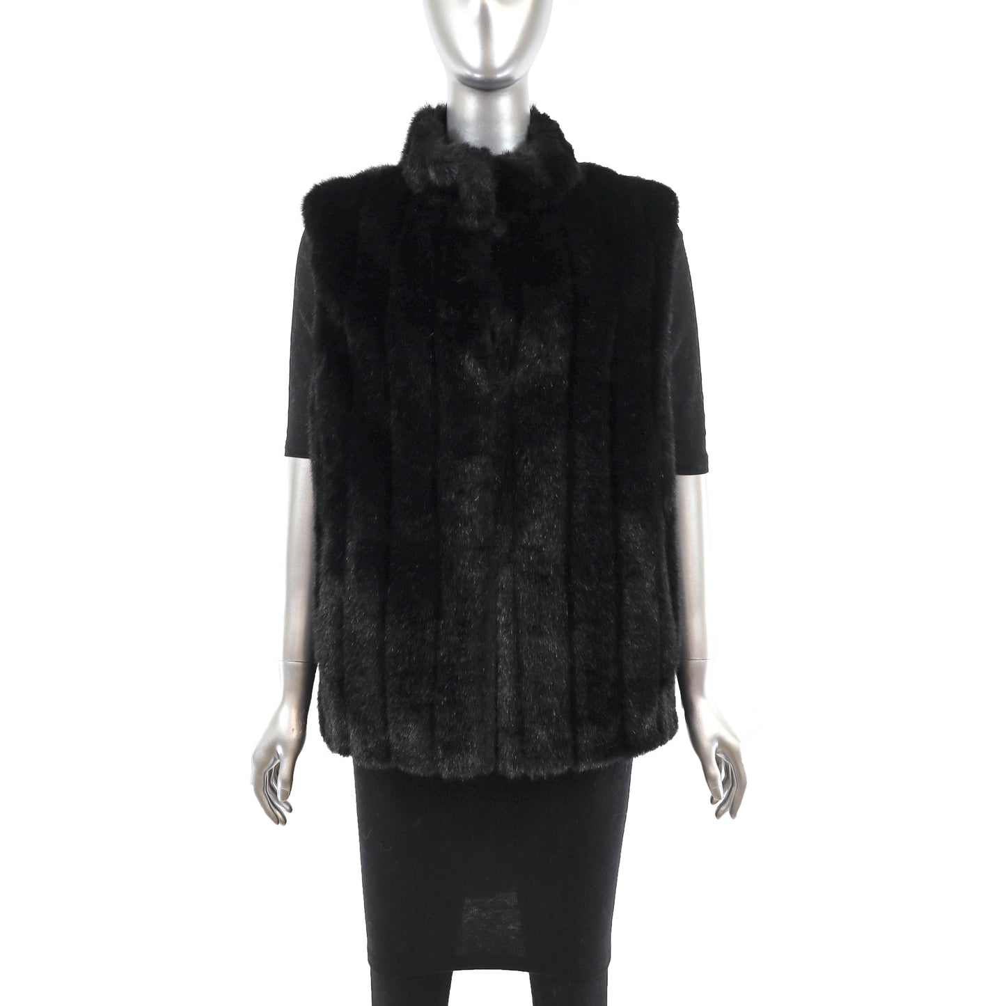 Black Faux Fur Vest- Size S-M