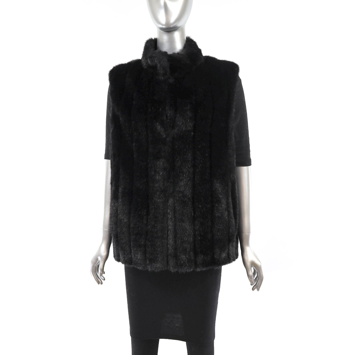 Black Faux Fur Vest- Size S-M