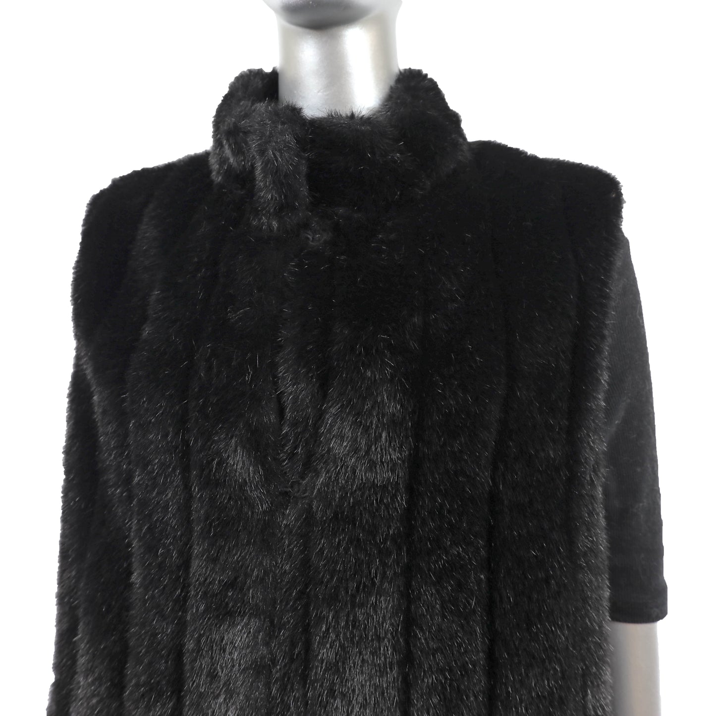 Black Faux Fur Vest- Size S-M