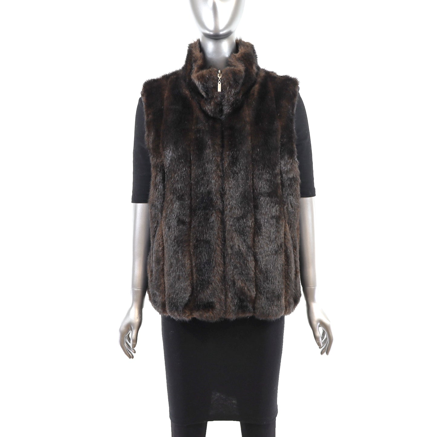 Brown Faux Fur Reversible Vest- Size M