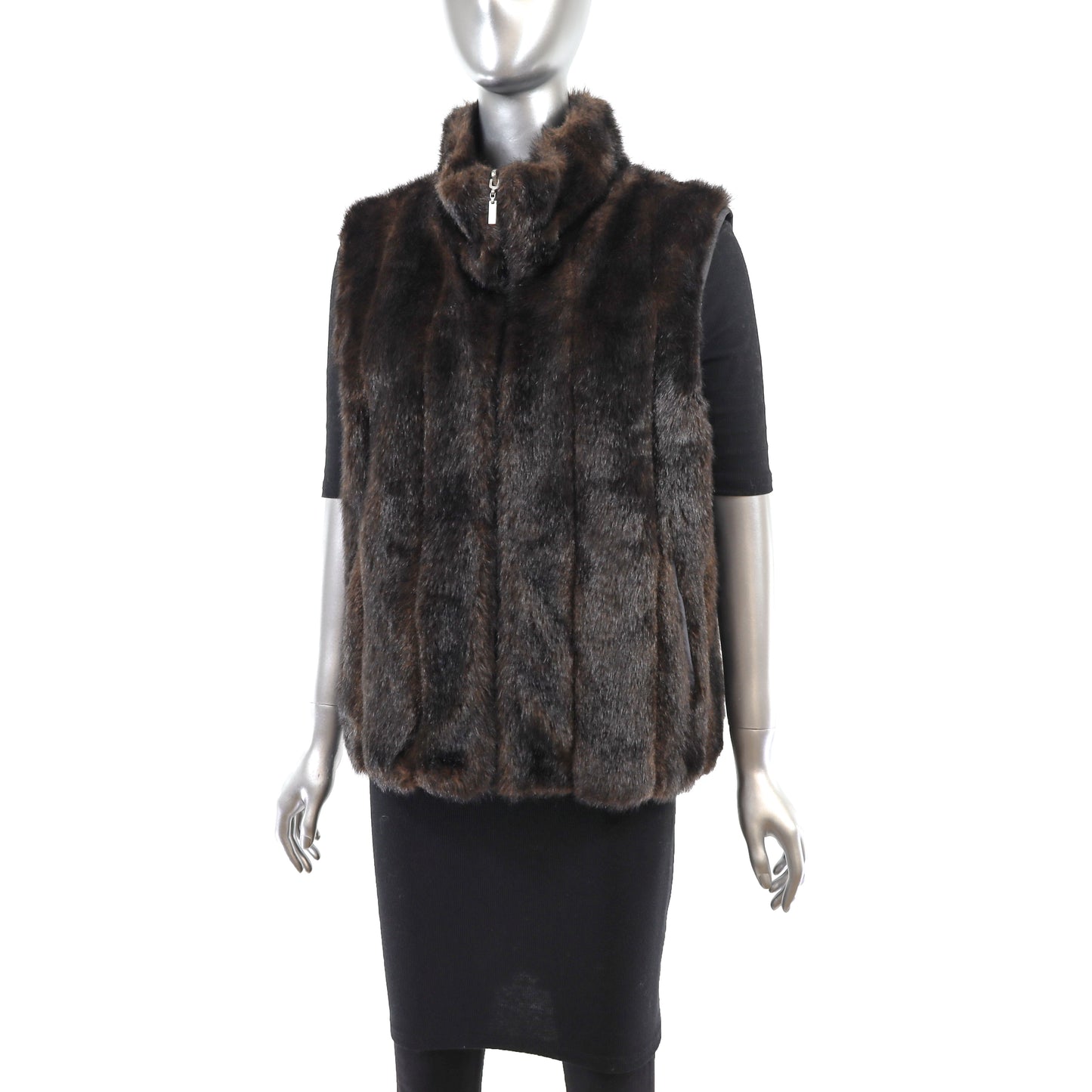 Brown Faux Fur Reversible Vest- Size M