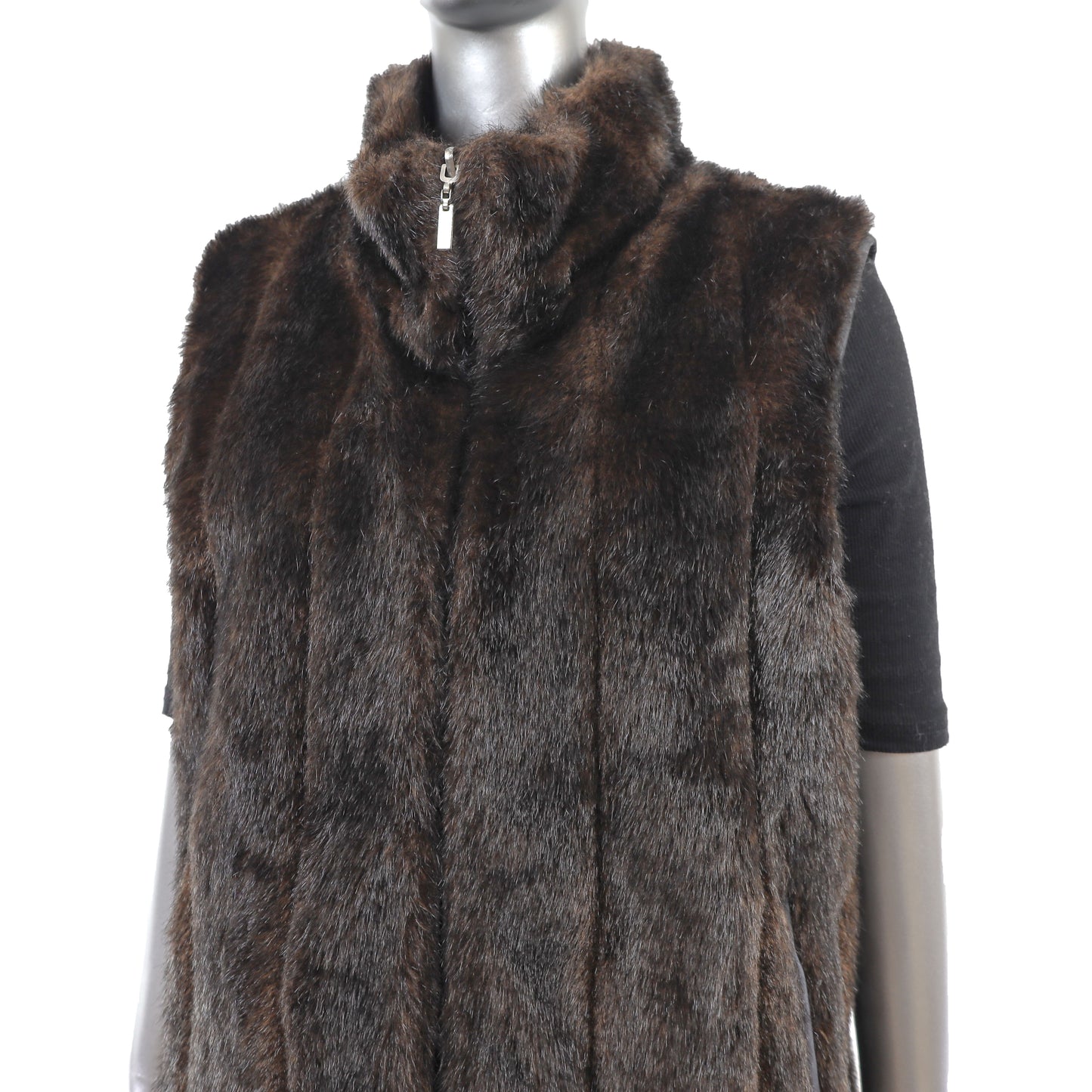 Brown Faux Fur Reversible Vest- Size M