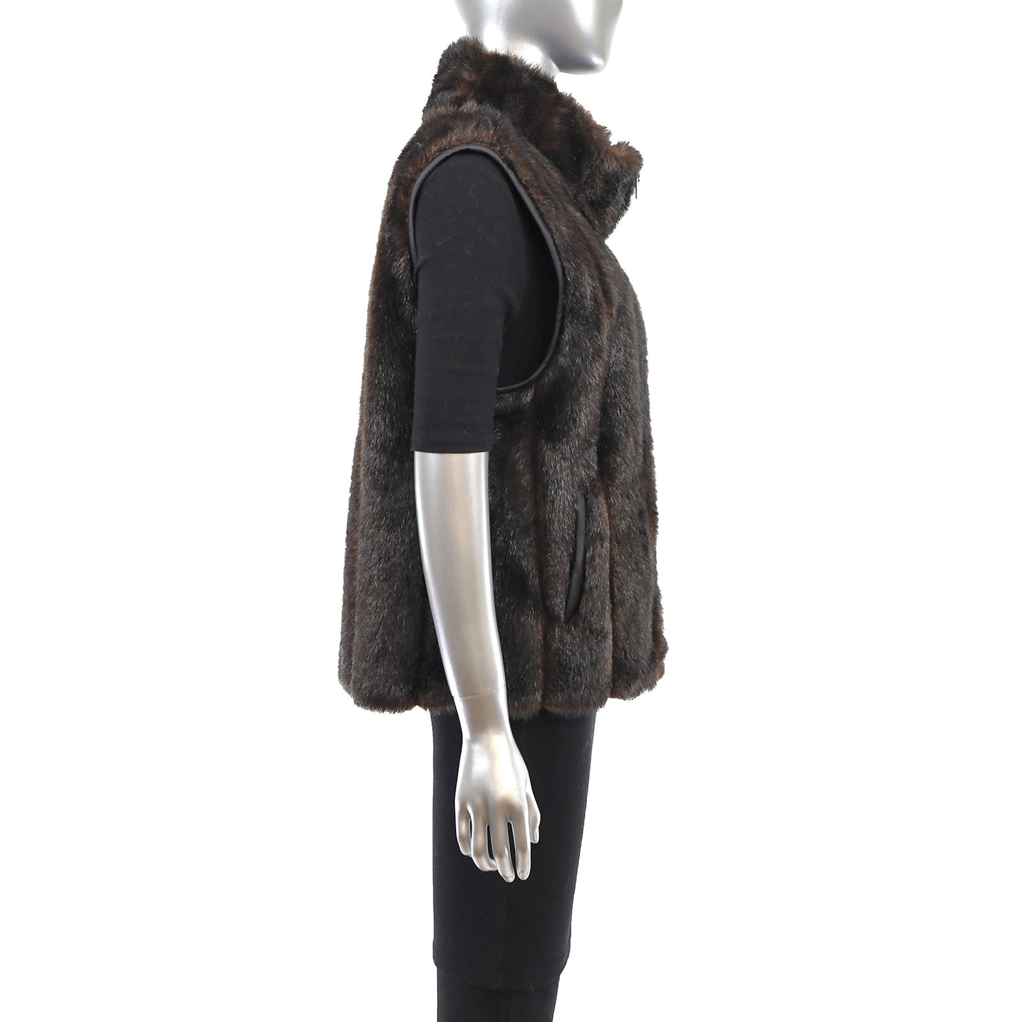 Brown Faux Fur Reversible Vest- Size M