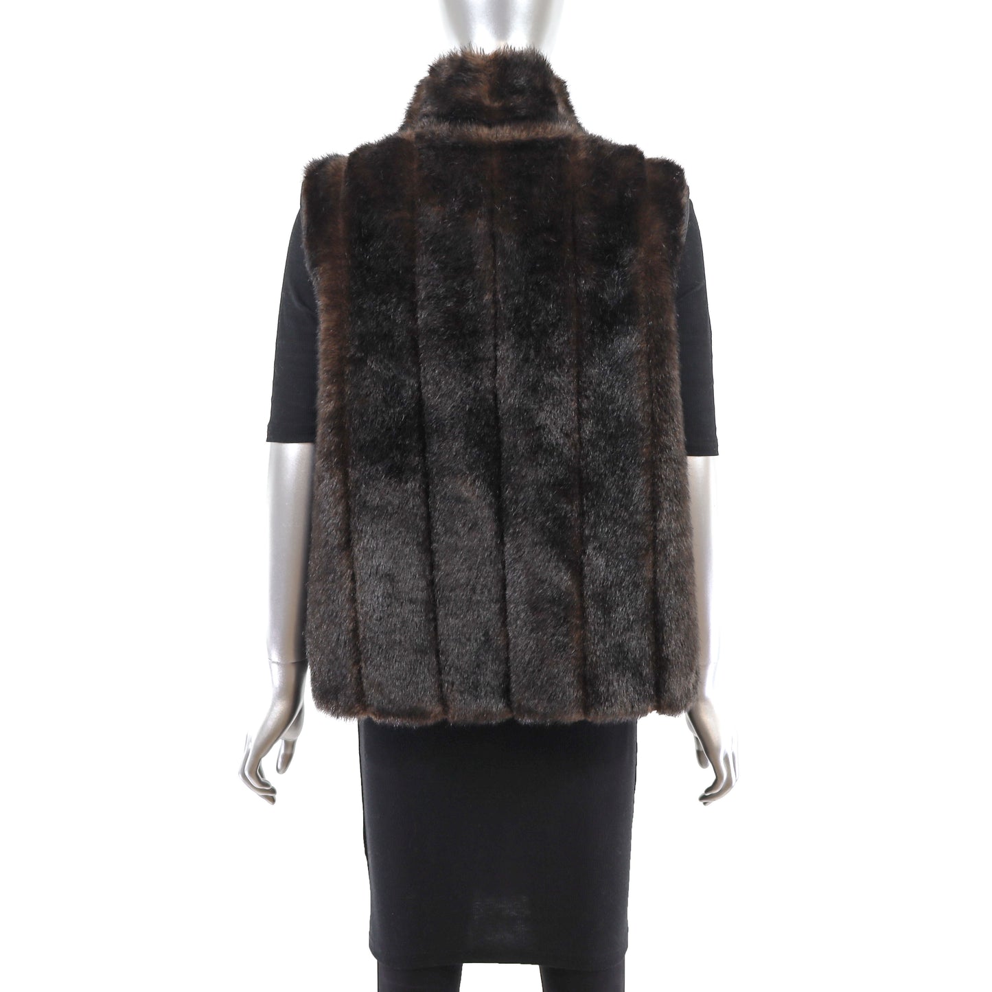 Brown Faux Fur Reversible Vest- Size M