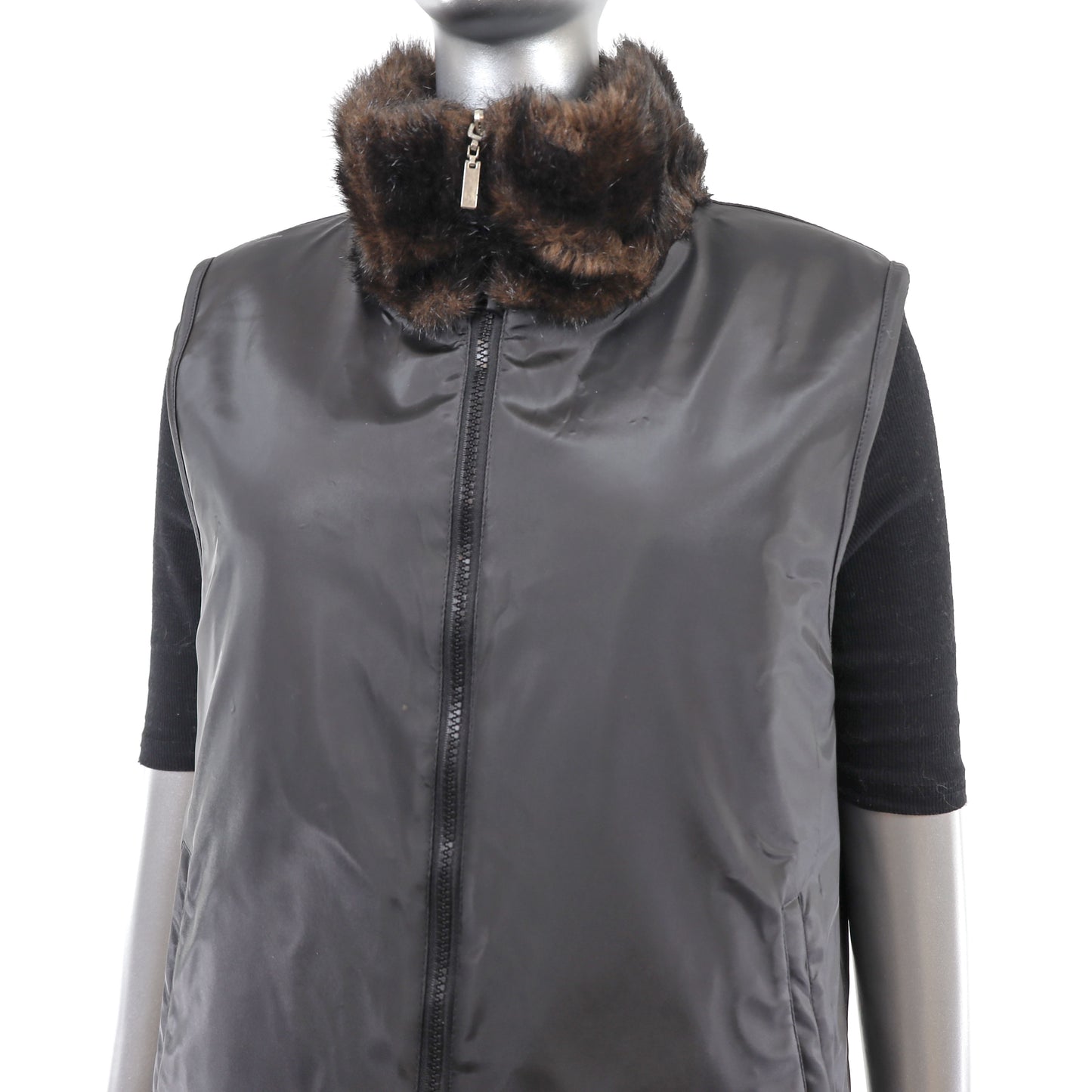 Brown Faux Fur Reversible Vest- Size M