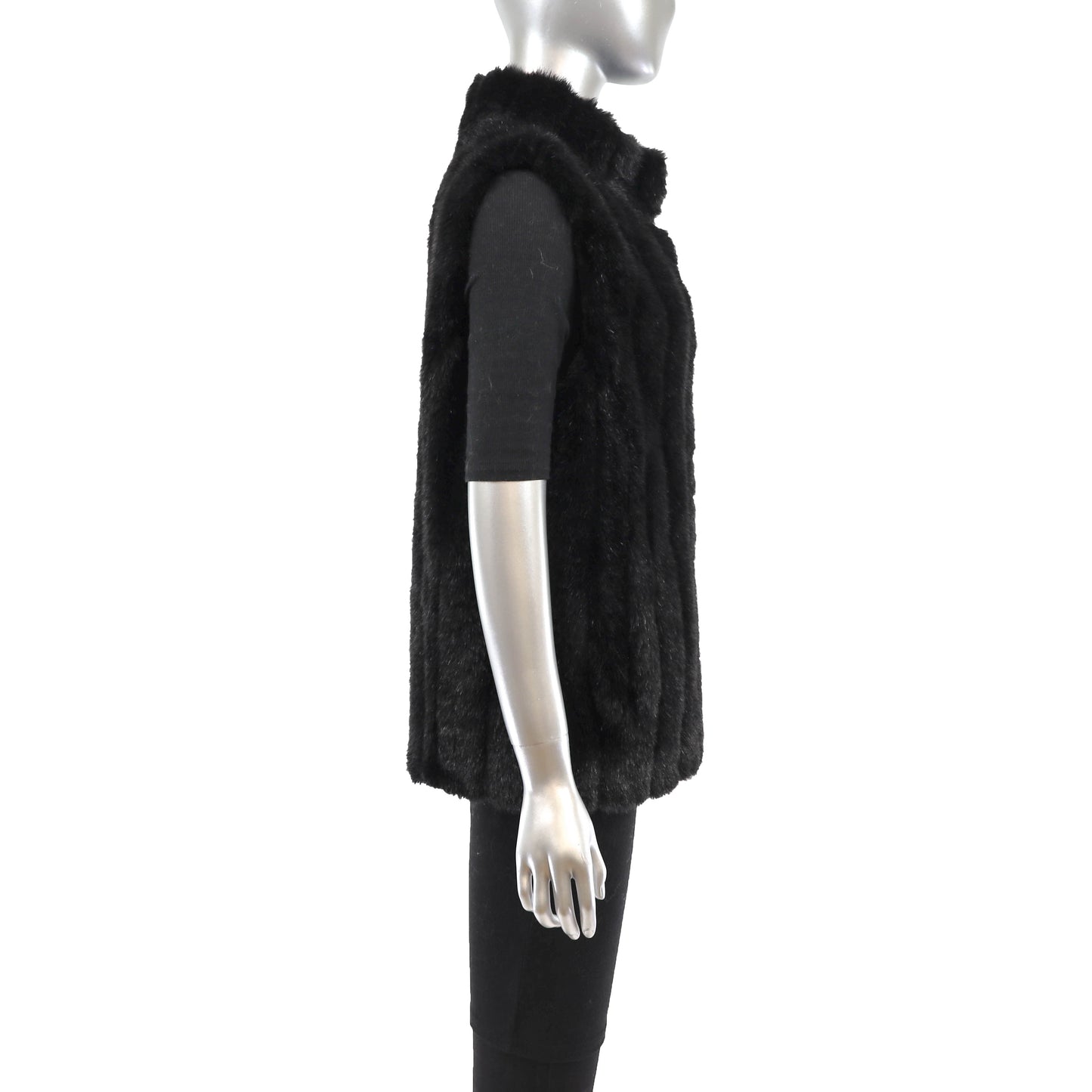 Black Faux Fur Vest- Size S-M