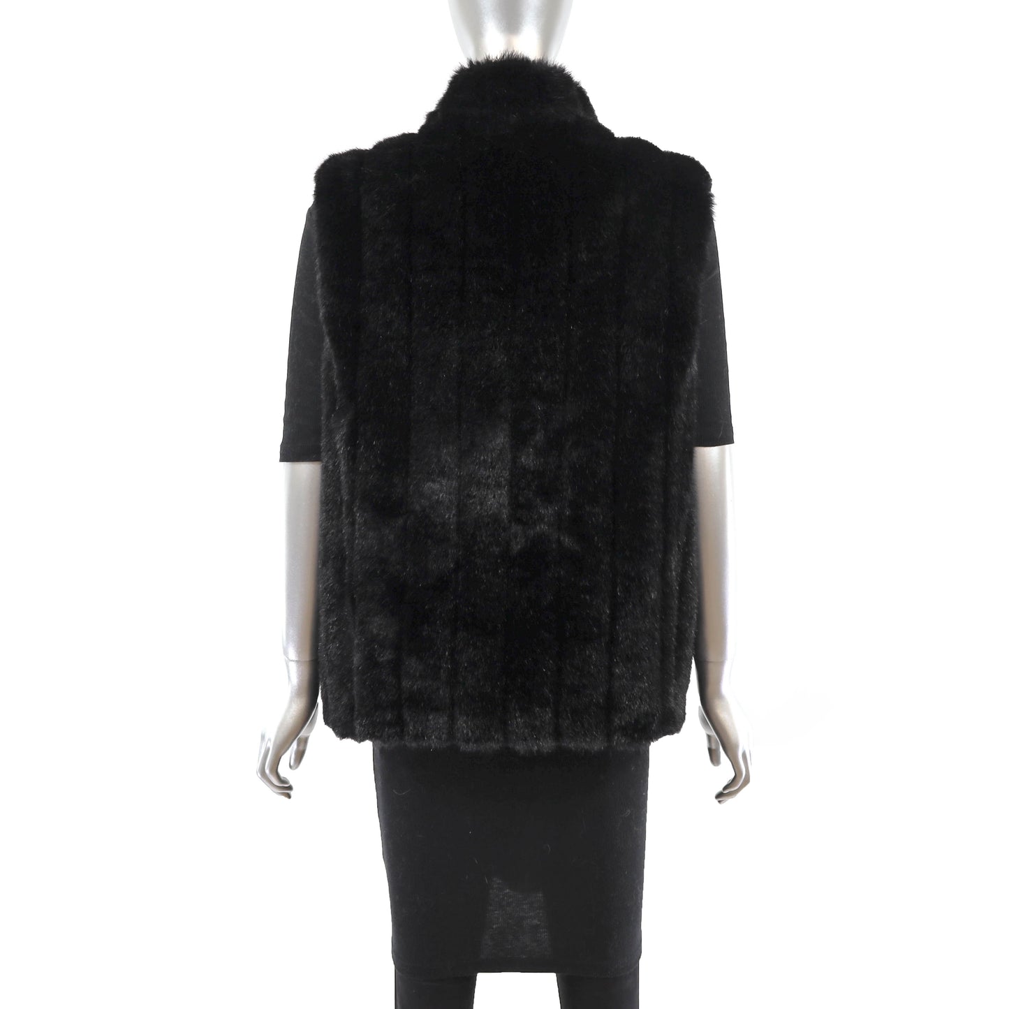 Black Faux Fur Vest- Size S-M