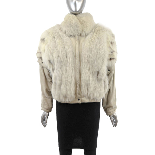 White Fox Jacket with Detachable Sleeves- Size S