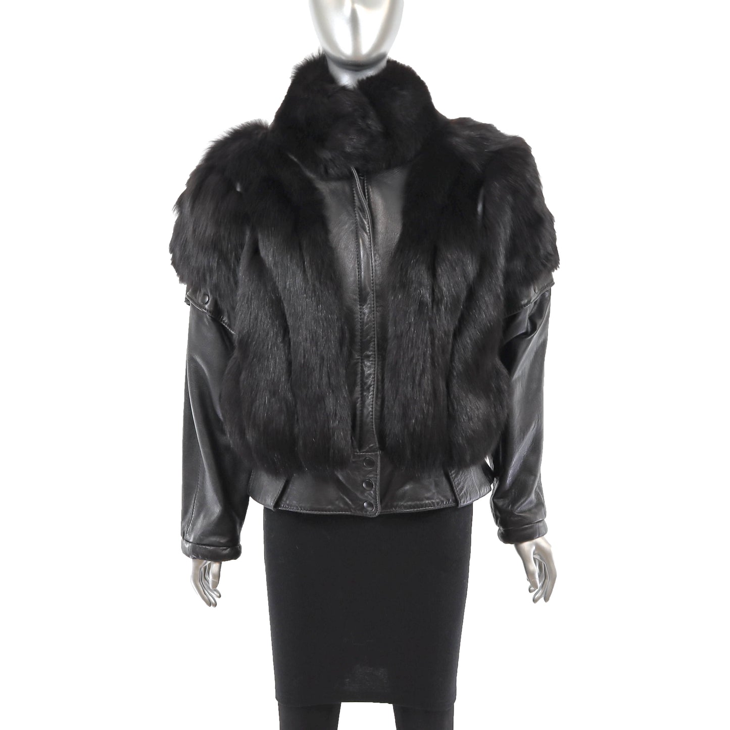 Black Fox Jacket with Detachable Sleeves- Size S