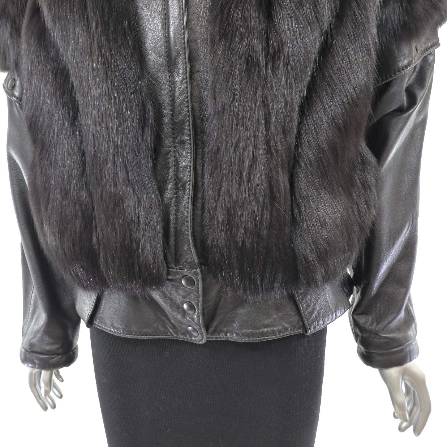 Black Fox Jacket with Detachable Sleeves- Size S