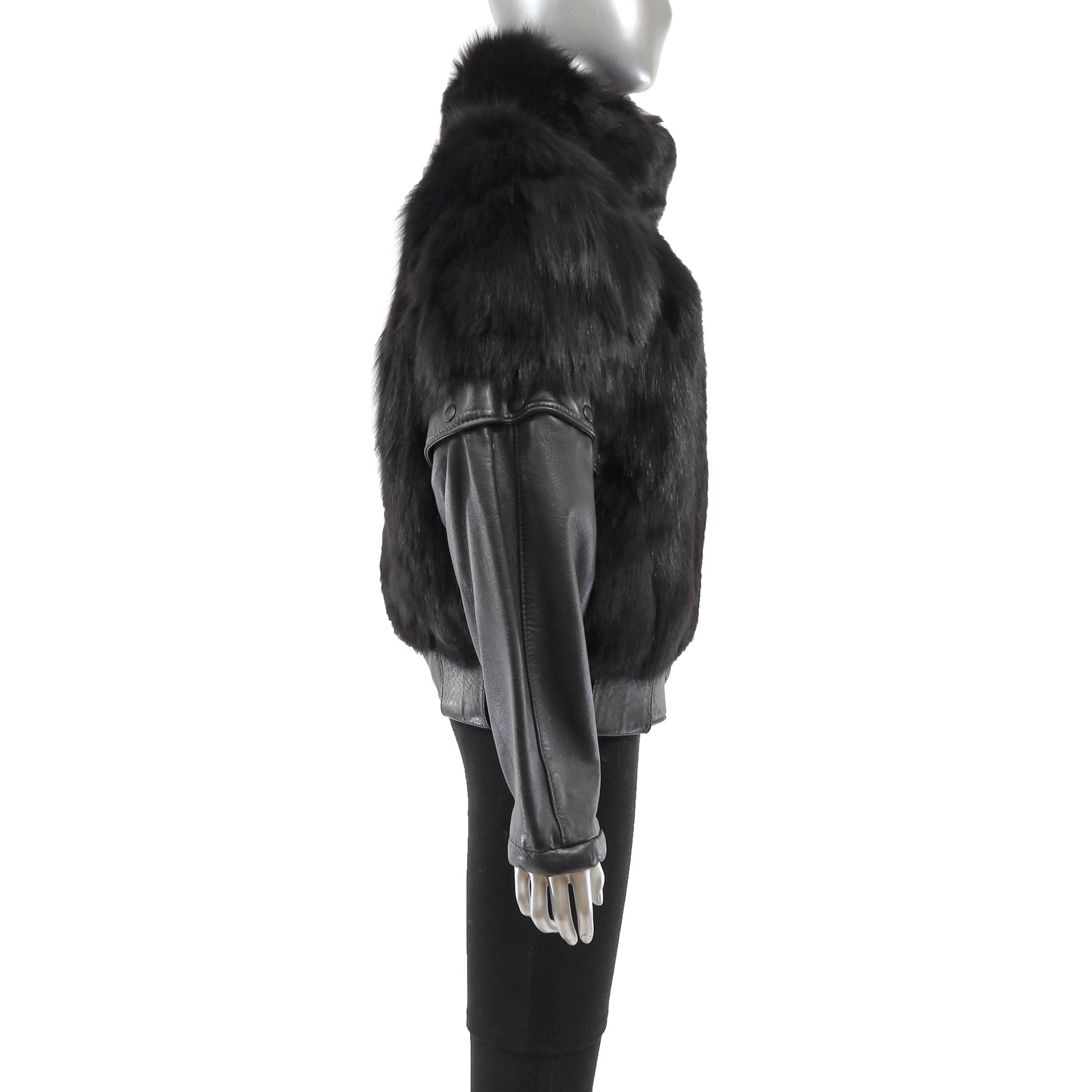 Black Fox Jacket with Detachable Sleeves- Size S