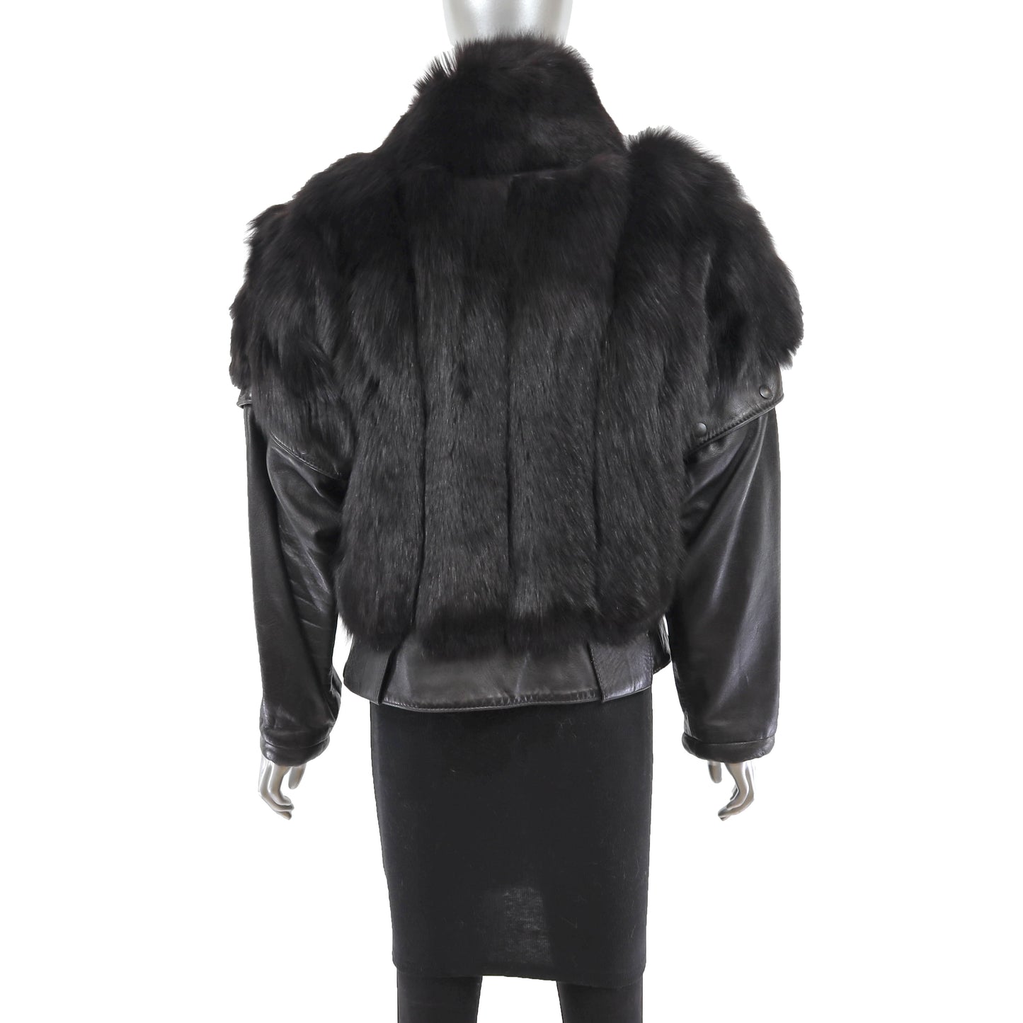 Black Fox Jacket with Detachable Sleeves- Size S