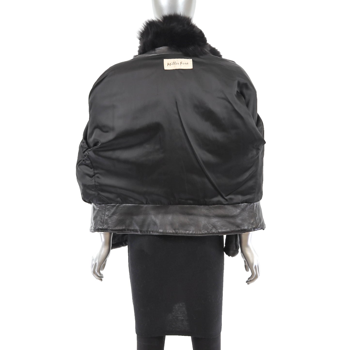 Black Fox Jacket with Detachable Sleeves- Size S