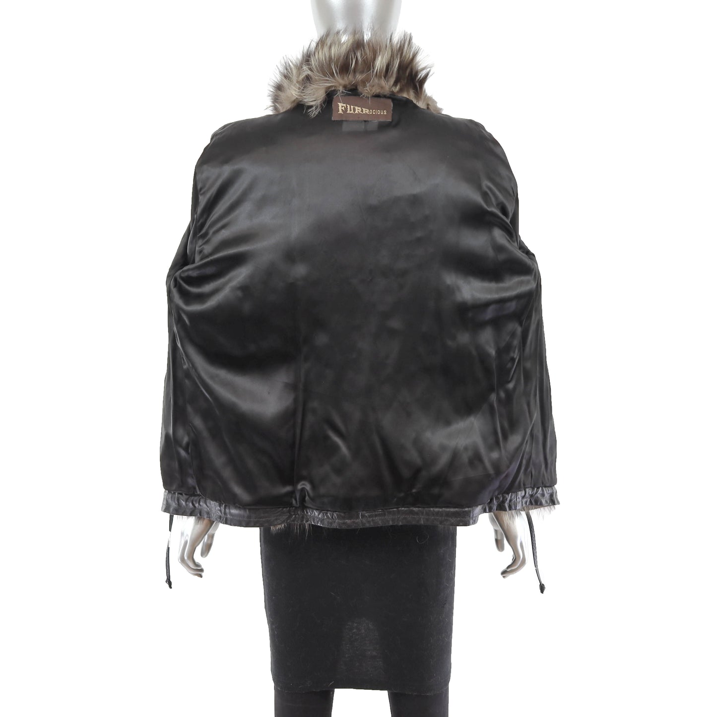 Silver Fox and Leather Jacket- Size S