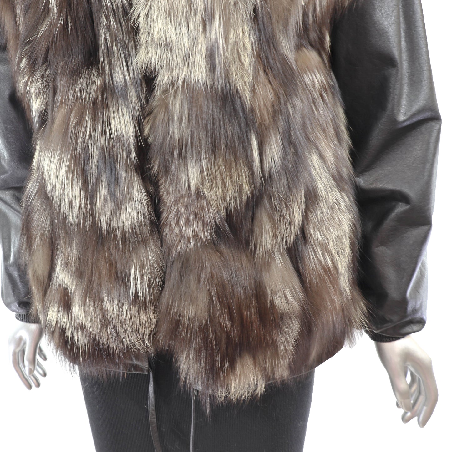 Silver Fox and Leather Jacket- Size S