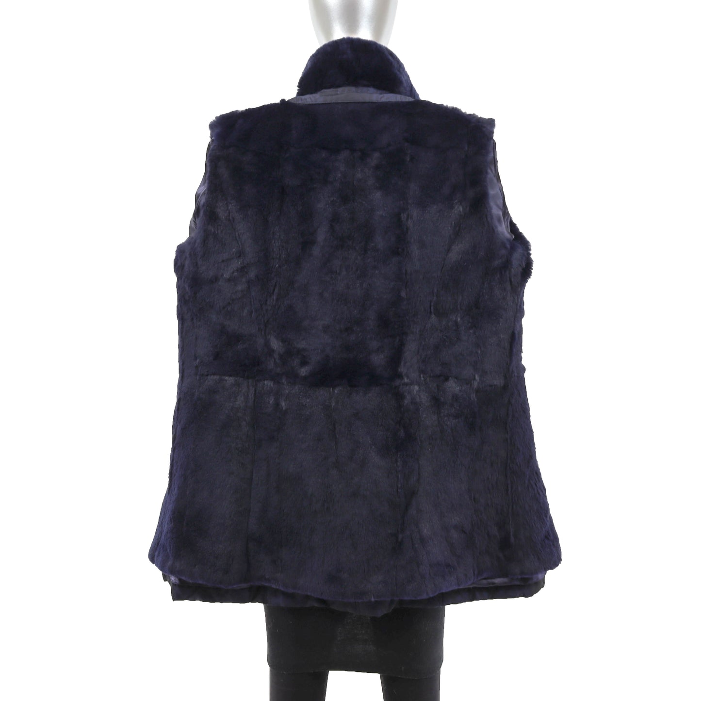 Blue Jacket with Detachable Rabbit Lining and Trim- Size M