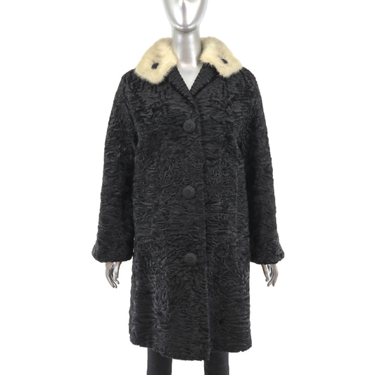 Lamb Coat with Mink Collar- Size M