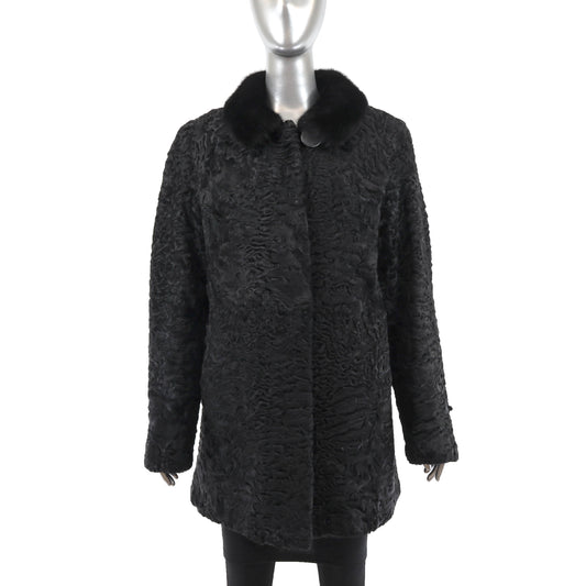 Persian Lamb Coat with Mink Collar- Size M