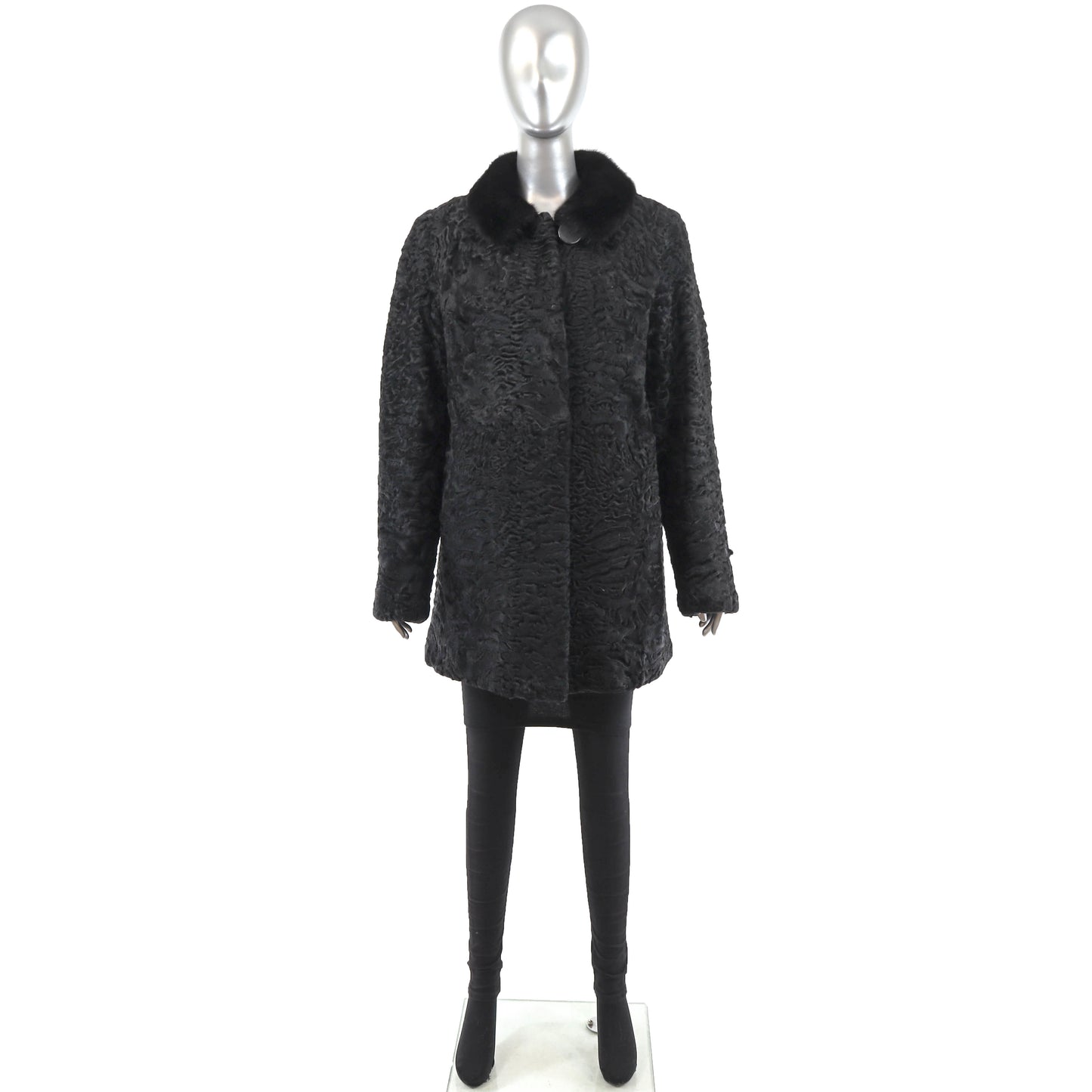 Persian Lamb Coat with Mink Collar- Size M