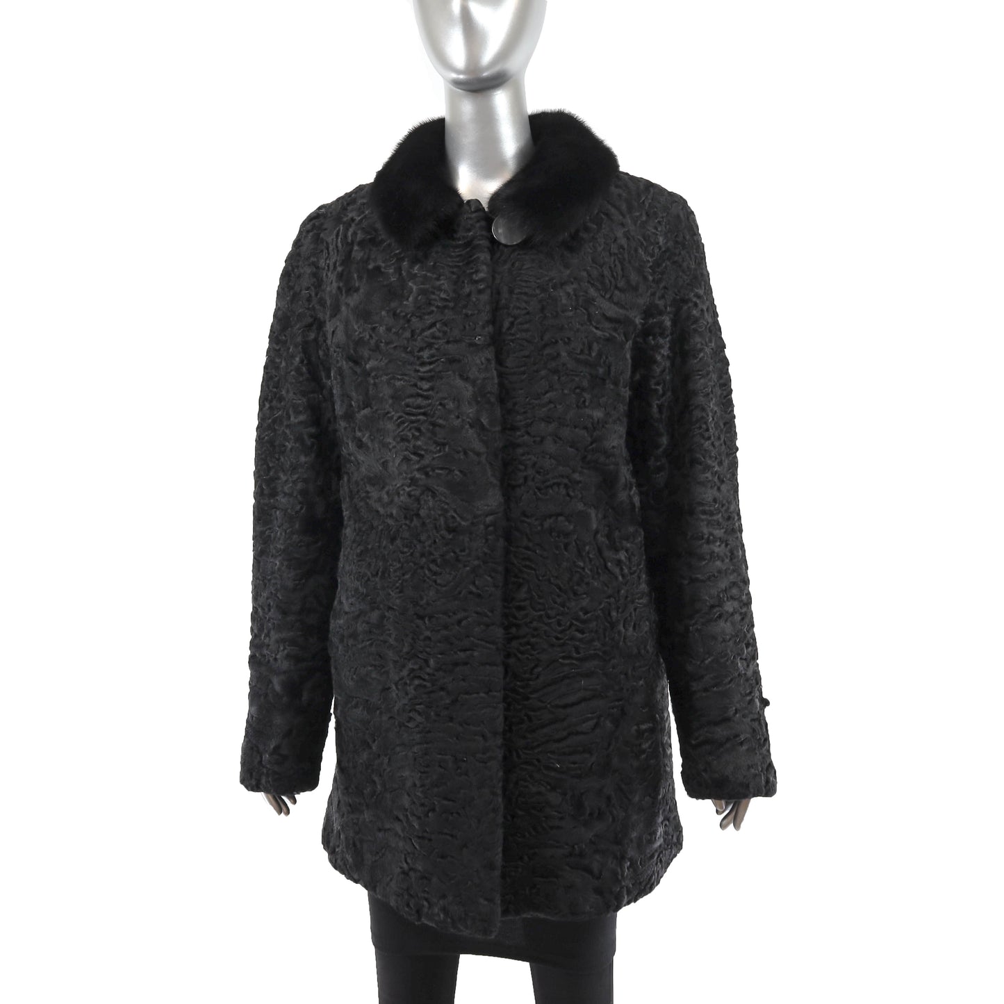 Persian Lamb Coat with Mink Collar- Size M