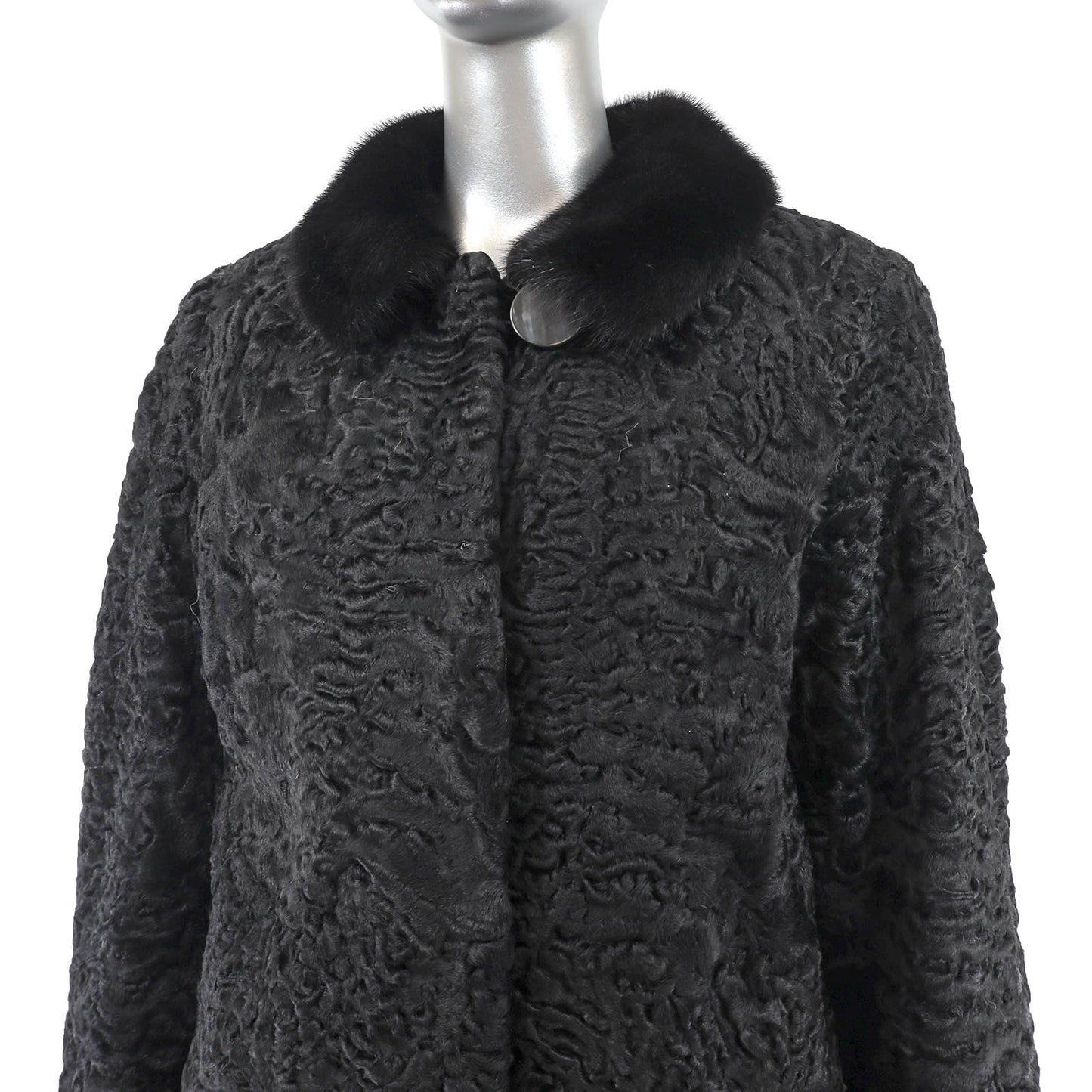 Persian Lamb Coat with Mink Collar- Size M