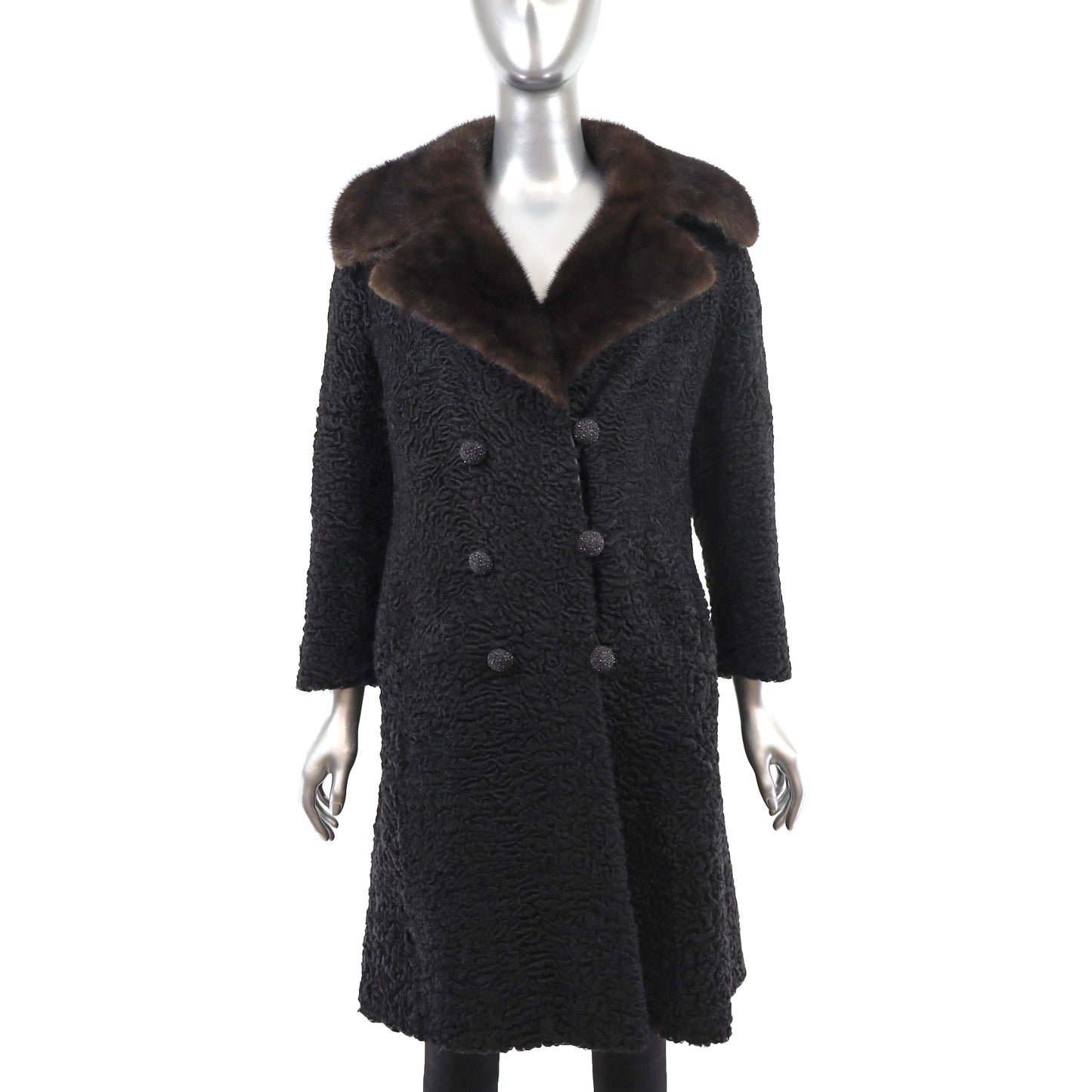 Rosendorf/ Evans Lamb Coat with Mink Collar- Size S