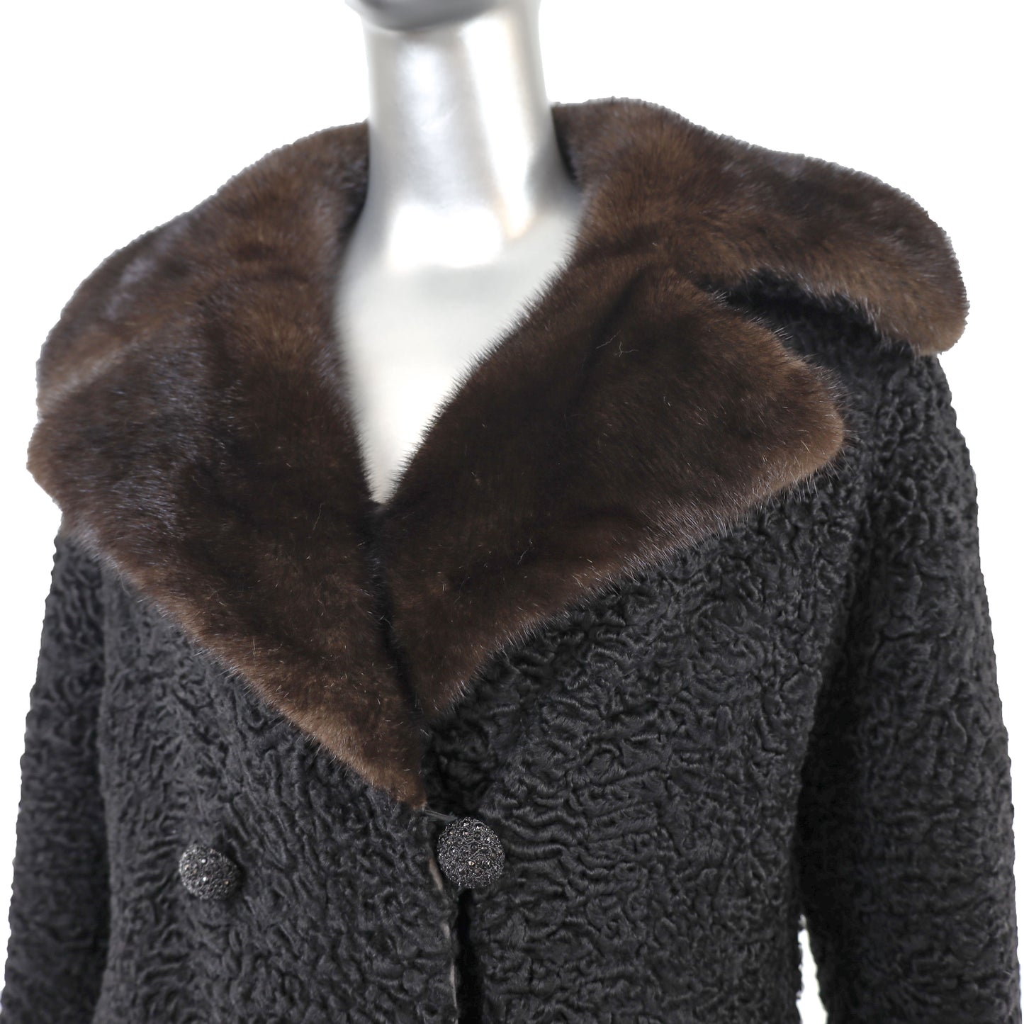 Rosendorf/ Evans Lamb Coat with Mink Collar- Size S