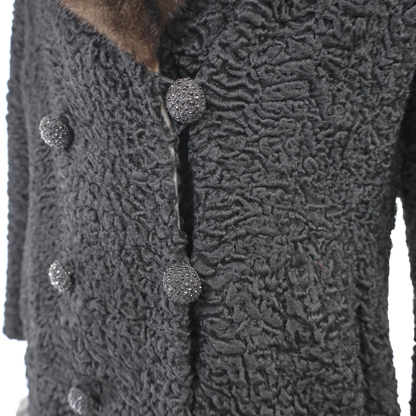 Rosendorf/ Evans Lamb Coat with Mink Collar- Size S