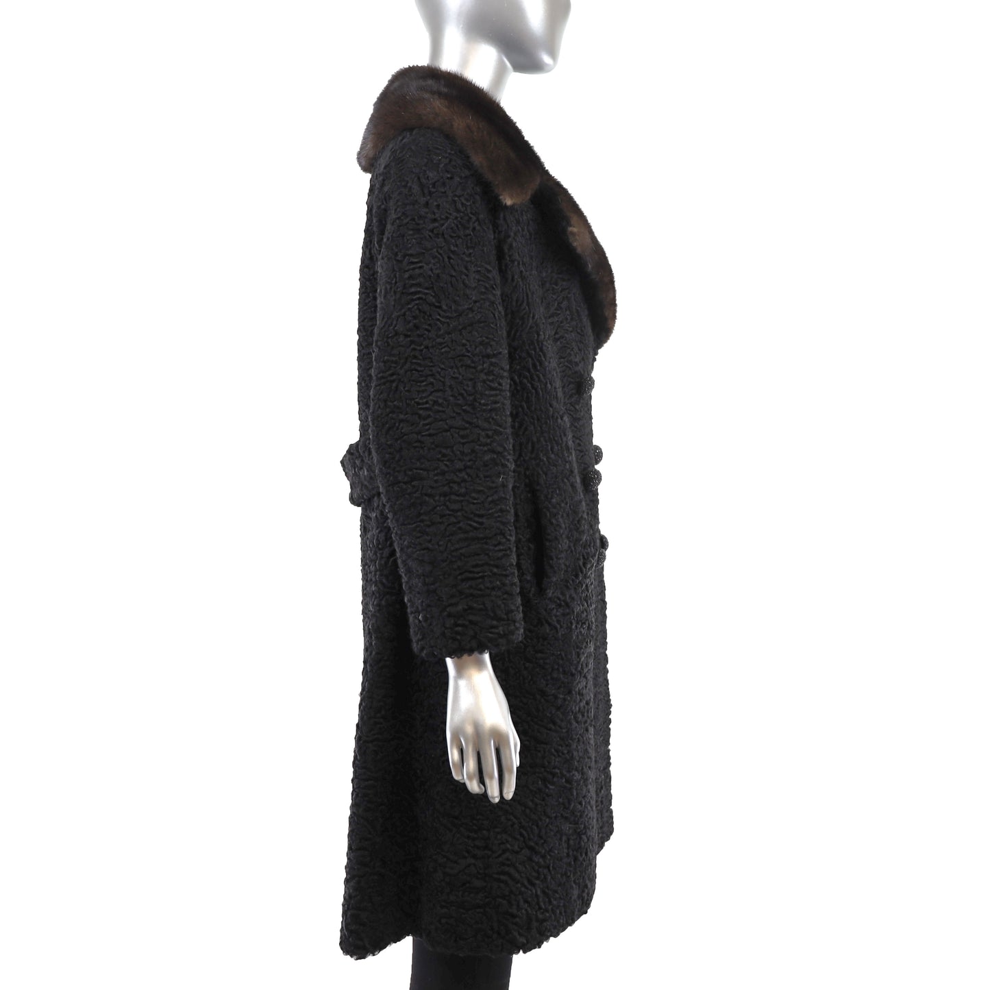 Rosendorf/ Evans Lamb Coat with Mink Collar- Size S