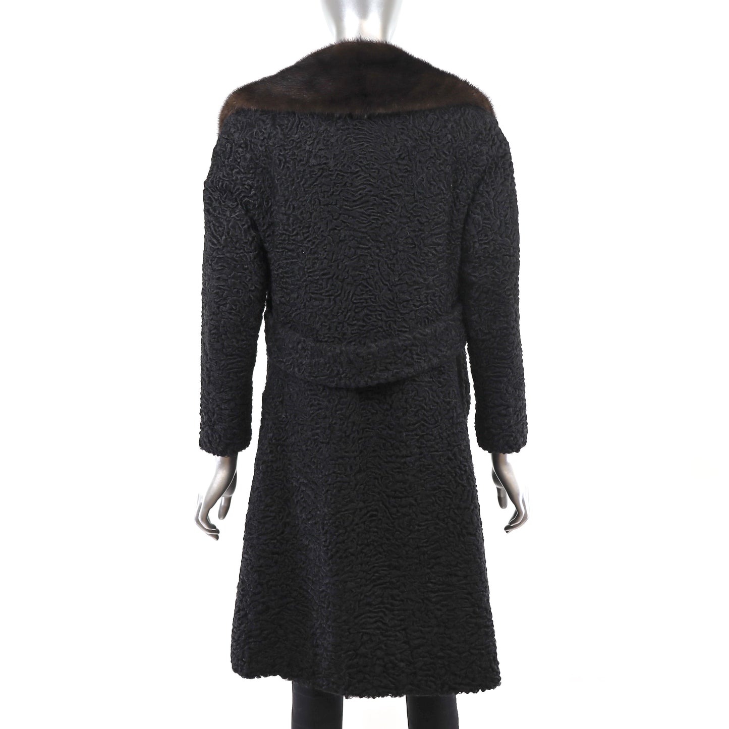 Rosendorf/ Evans Lamb Coat with Mink Collar- Size S