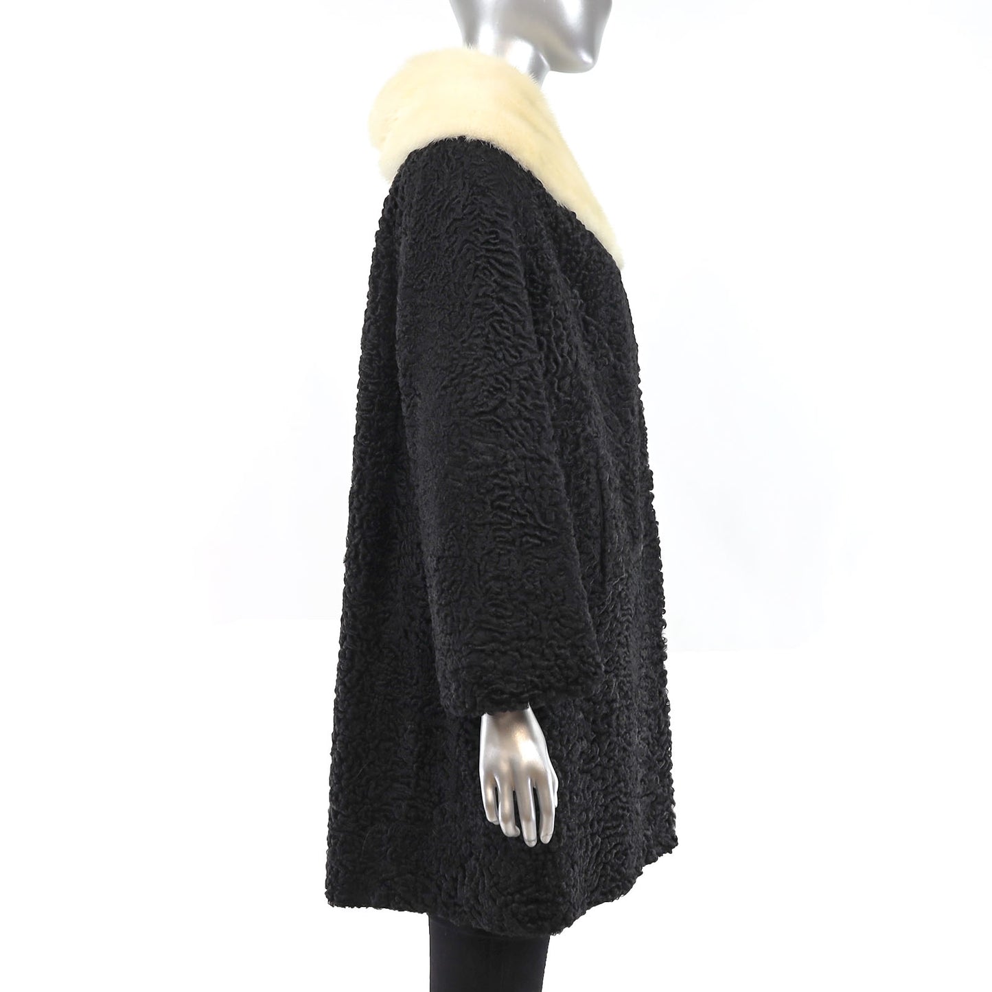 Persian Lamb Coat with Mink Collar - Size XL