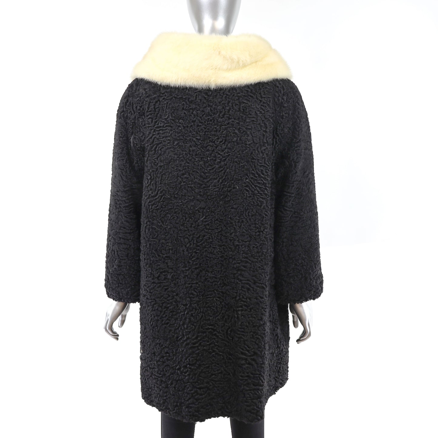 Persian Lamb Coat with Mink Collar - Size XL