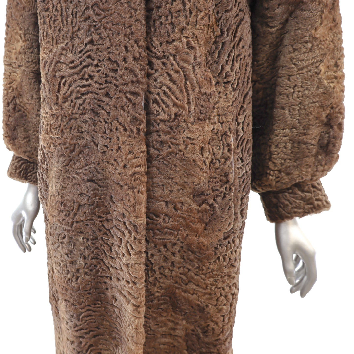 Brown Persian Lamb Coat with Matching Hat- Size M